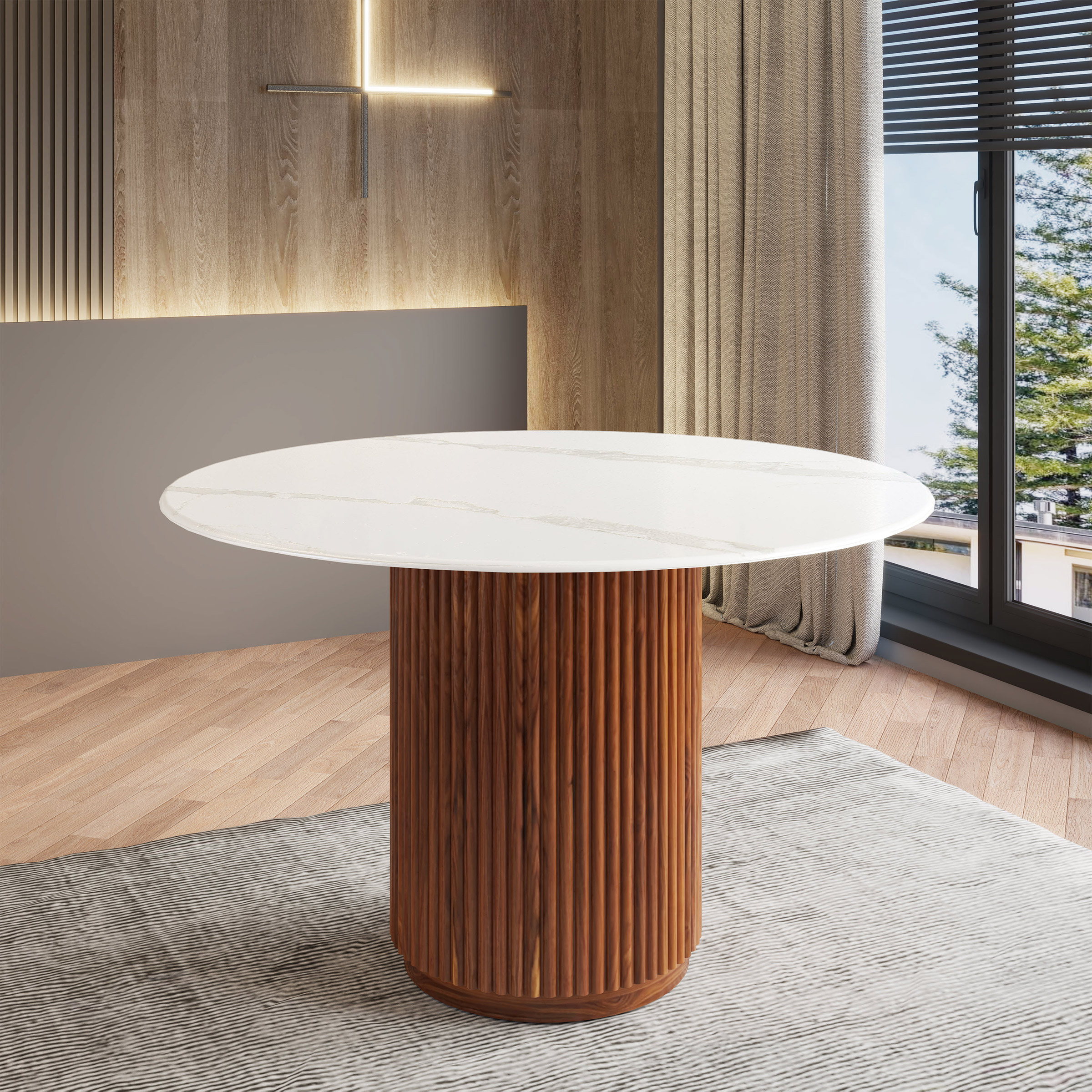 Troy Solid Quartz Round Dining Table