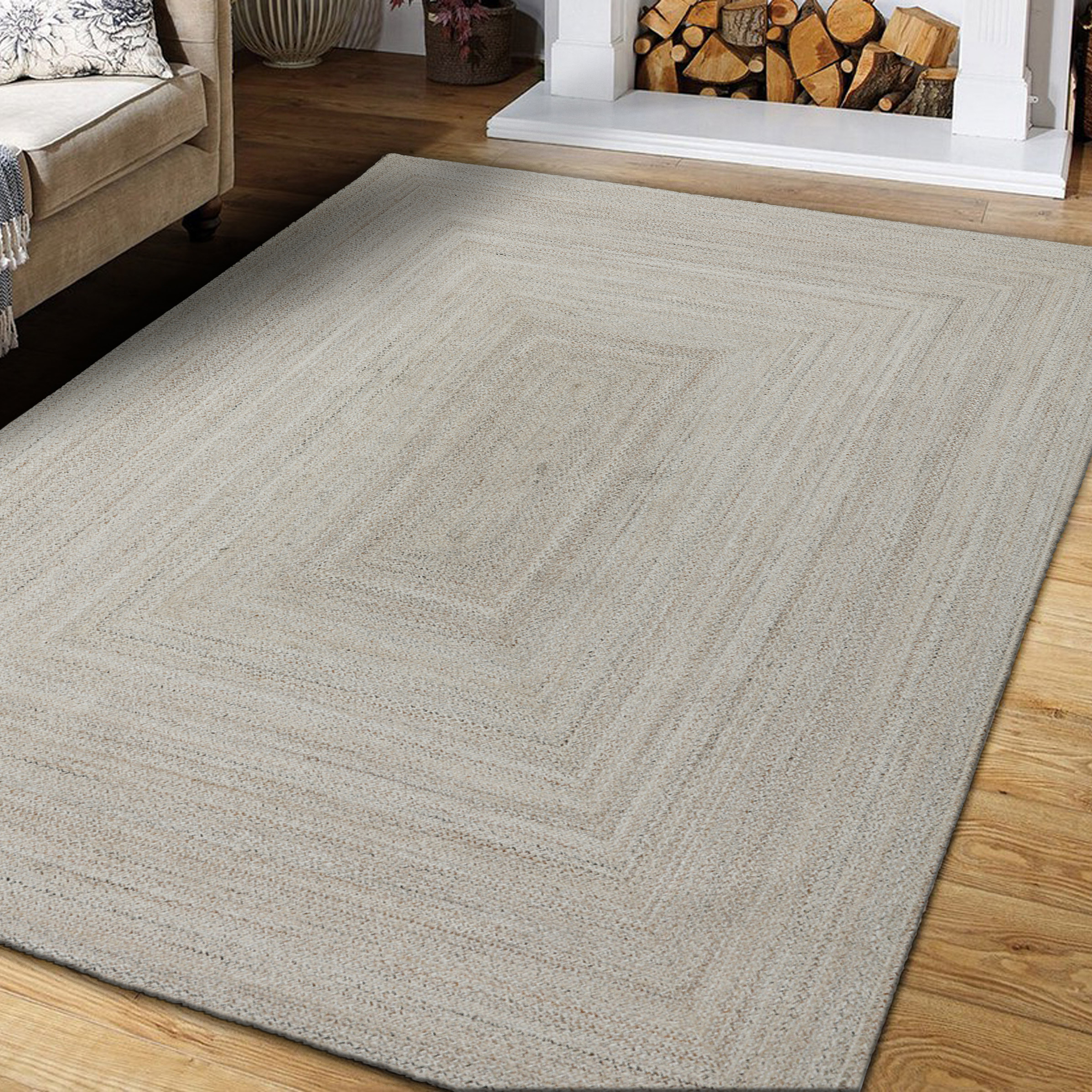 Obeetee Layla Braided Area Rug  Tan  5' x 7'6"