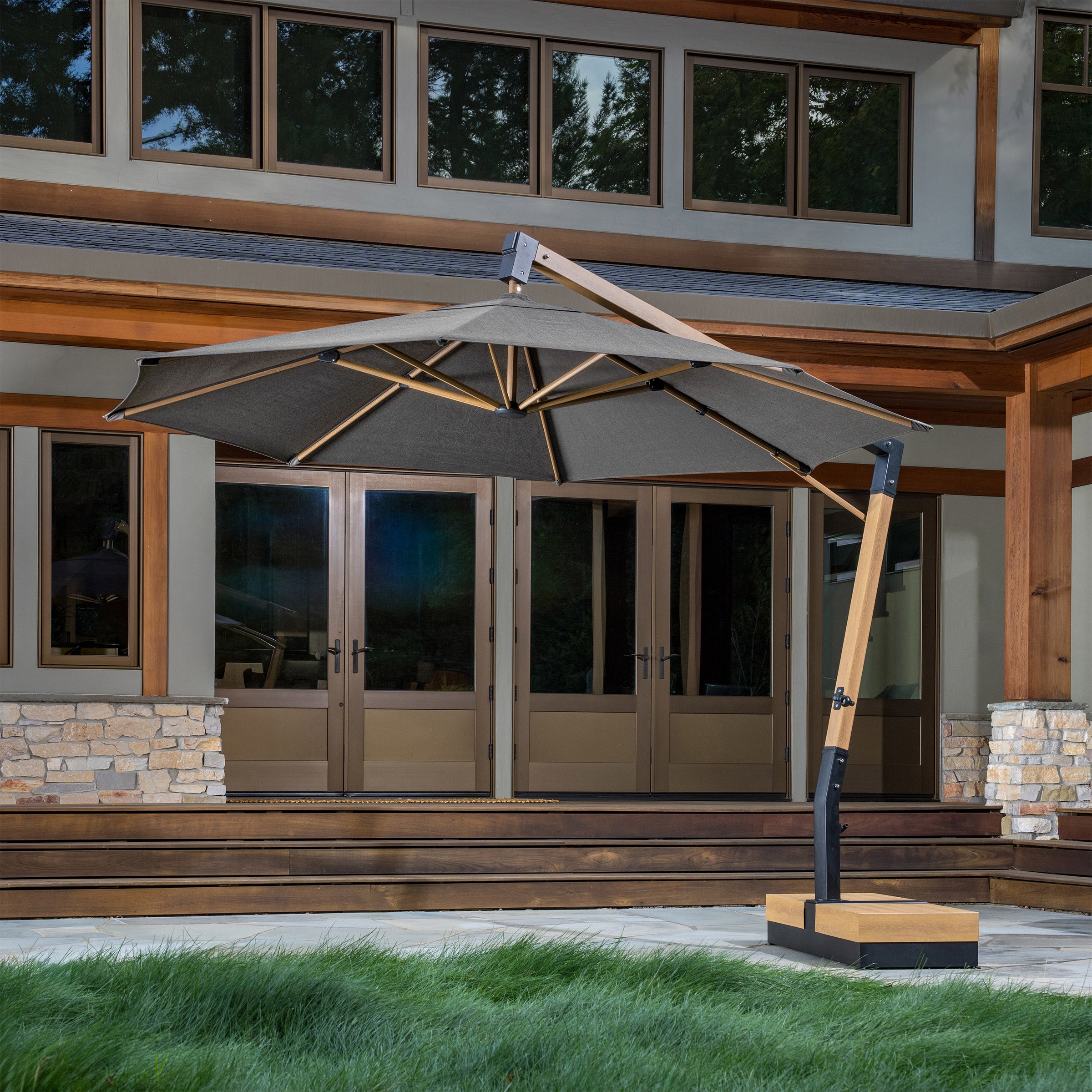 costco solar 11 foot patio umbrella SunVilla 11 ft. Round Modern Angled Cantilever Umbrella