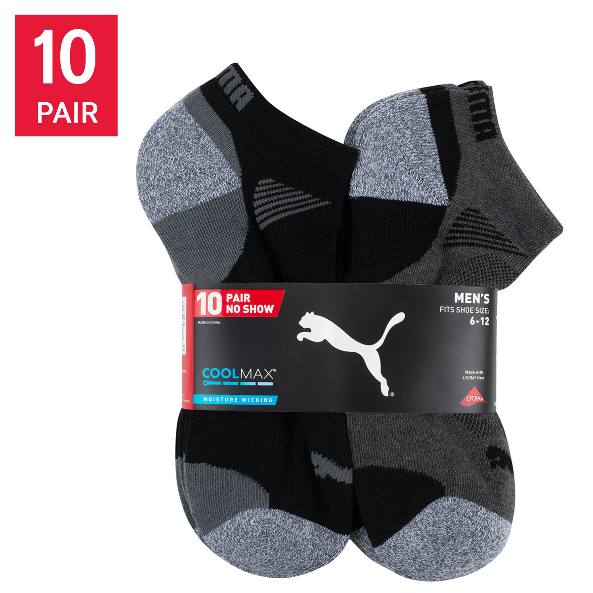 Zone-in Men's Low Cut Socks – 10 Pairs, Size 10-13 Fits Shoe 6-12, Black & White Athletic Socks