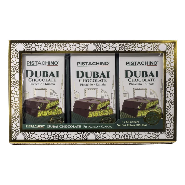PISTACHINO DUBAI CHOCOLATE BARS 3 PACK 6.5 OUNCES EACH