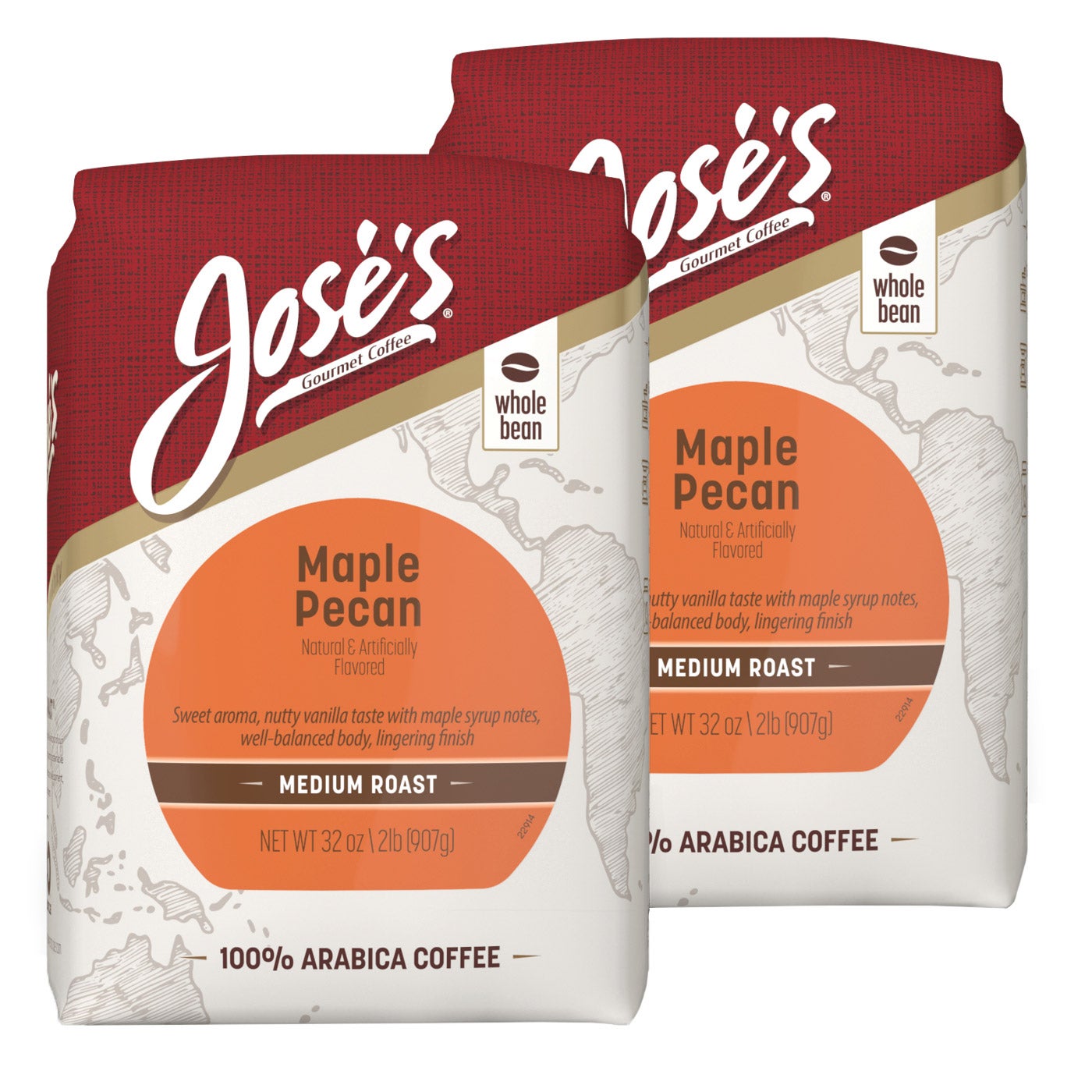 Jose's Maple Pecan Whole Bean Coffee, Medium, 2 lbs., 2-pack | Costco