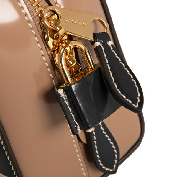 Burberry Mini EW Check Leather Half Cube, Camel | Costco Burberry Mini EW Check Leather Half Cube, Camel | Costco