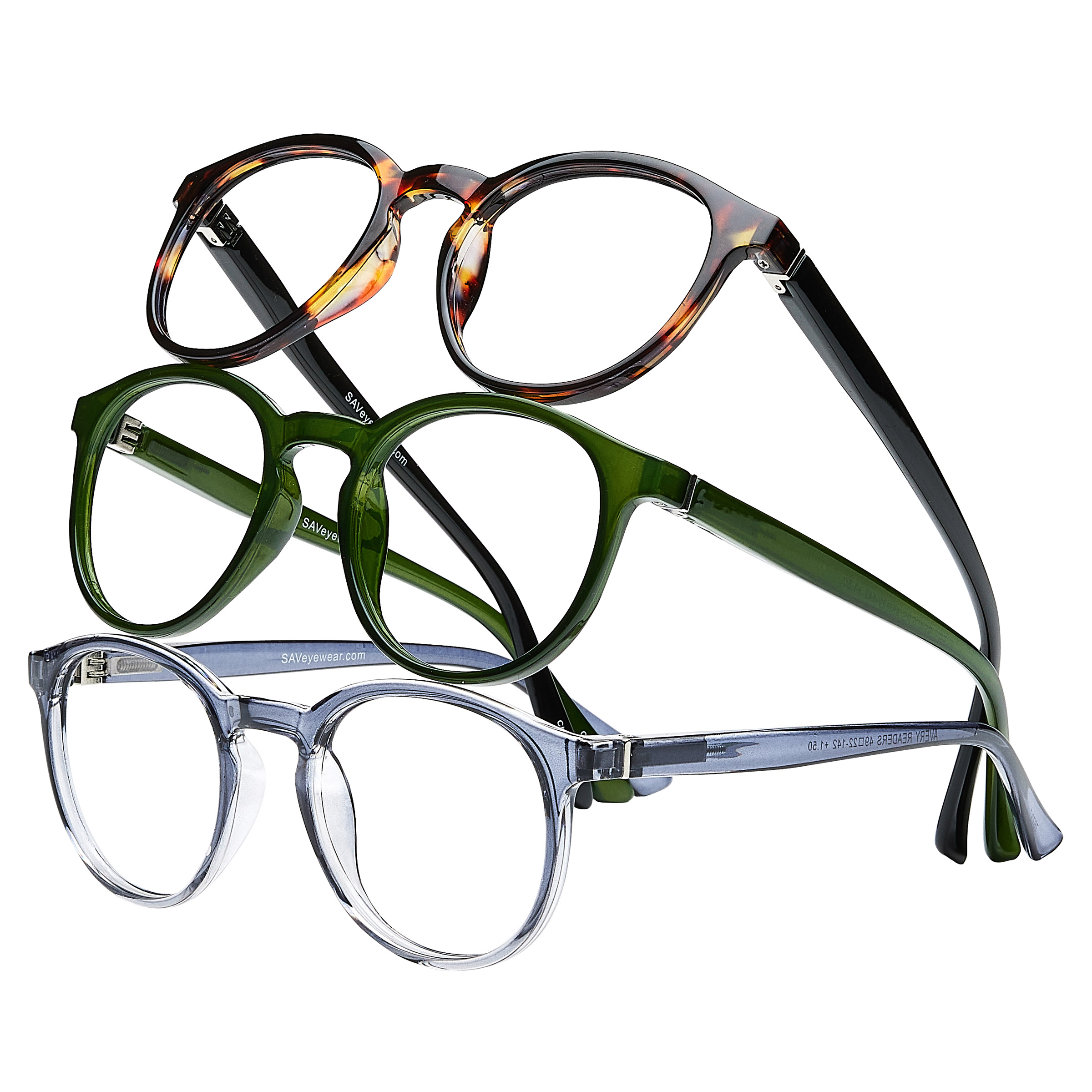 Innovative Eyewear Avery Retro Round Readers, Pack of 3