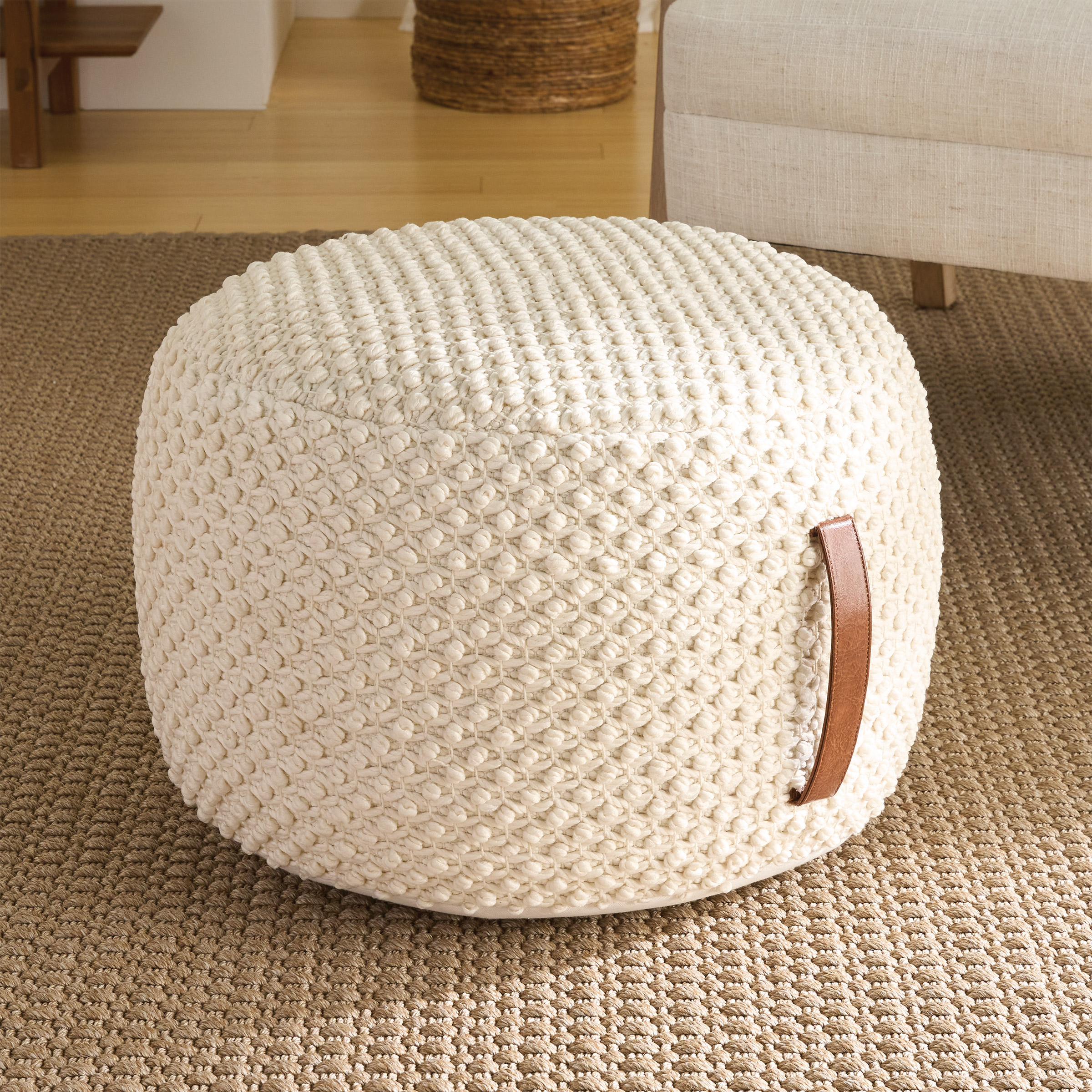 Nourison Cotton Woven Looped Pouf