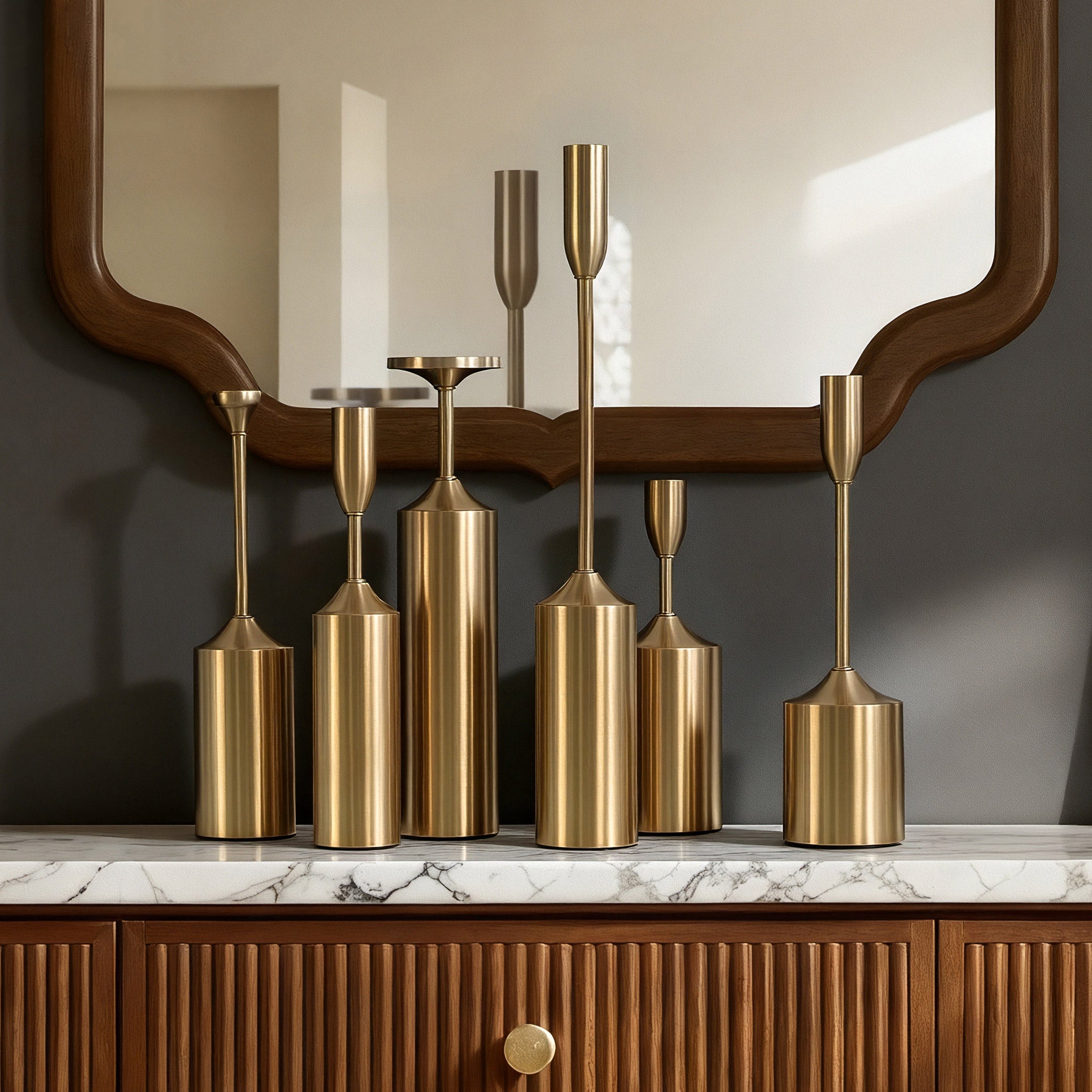 StyleCraft Brass Plated Candleholders, Set of 6 | Costco