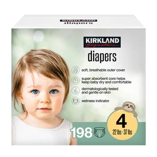 KIRKLAND SIGNATURE DIAPERS SIZE 4, 198CT