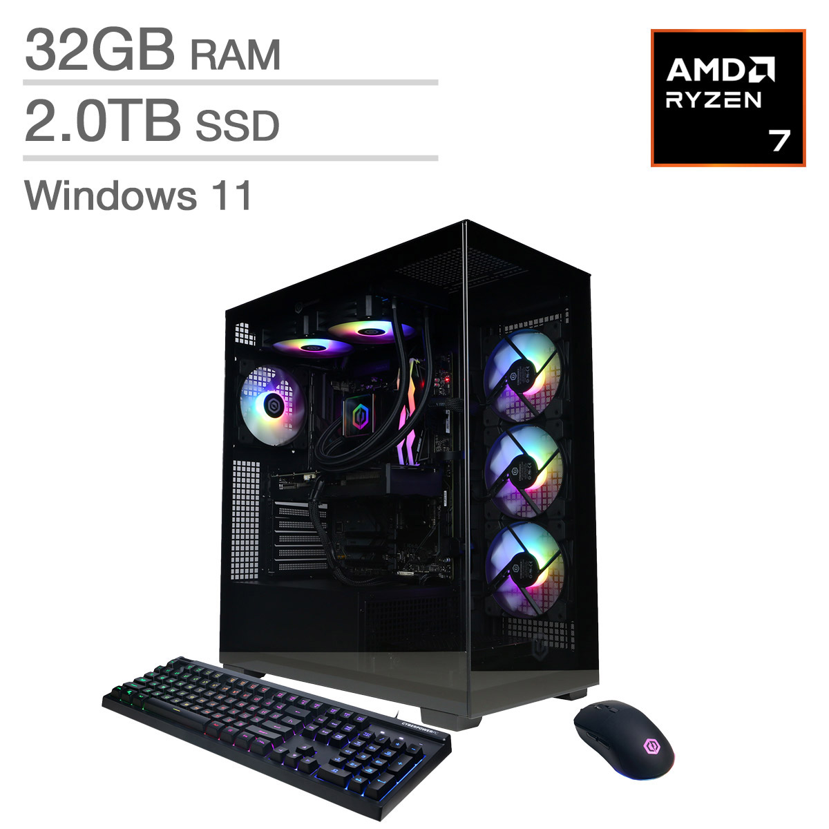 CyberPowerPC Gamer Supreme Gaming Desktop, AMD Ryzen 7 9700X - 32GB RAM, 2TB SSD, 16GB AMD Radeon RX 9070 XT