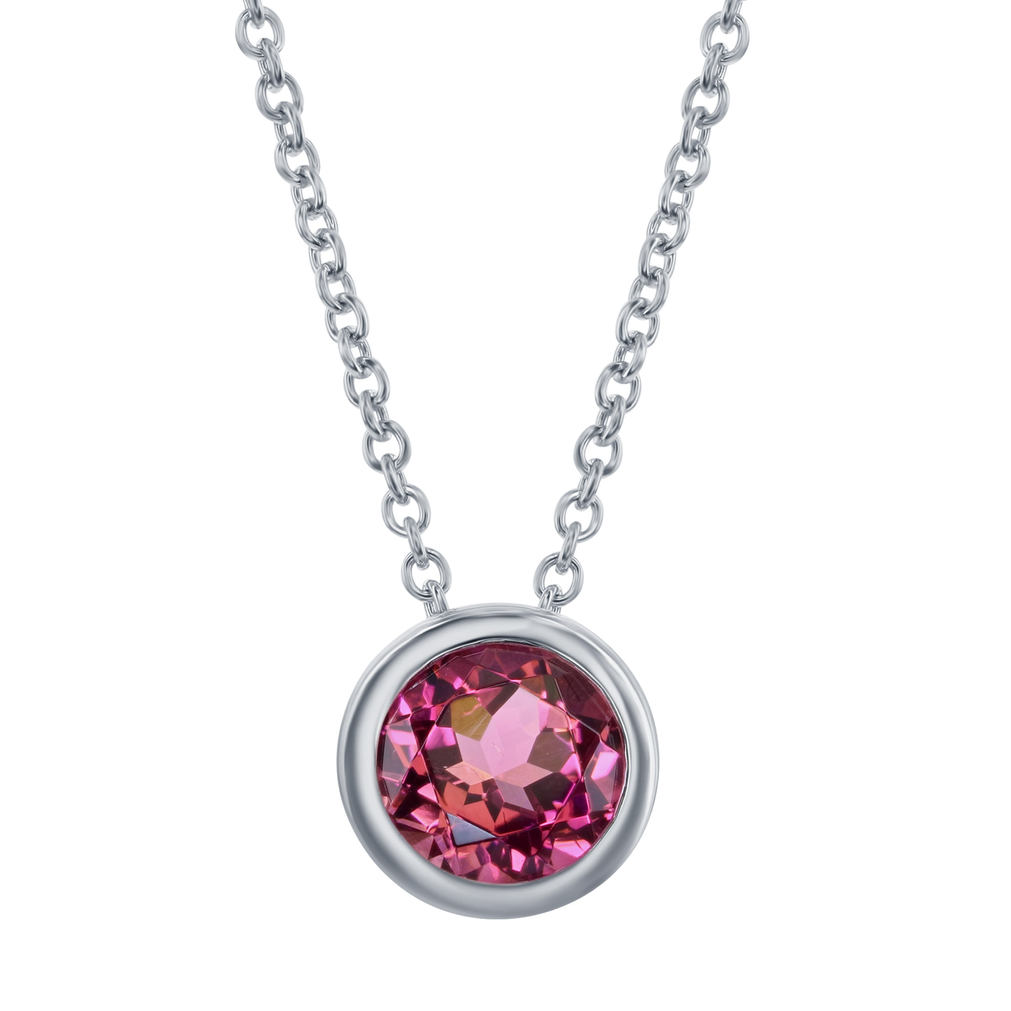Round Cut Pink Tourmaline Pendant 