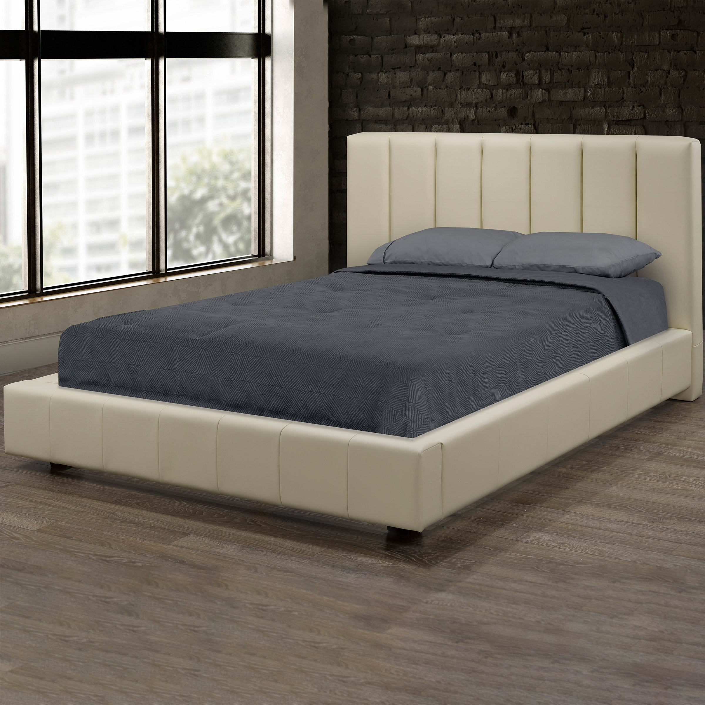 Livia Top Grain Leather Upholstered Platform Bed