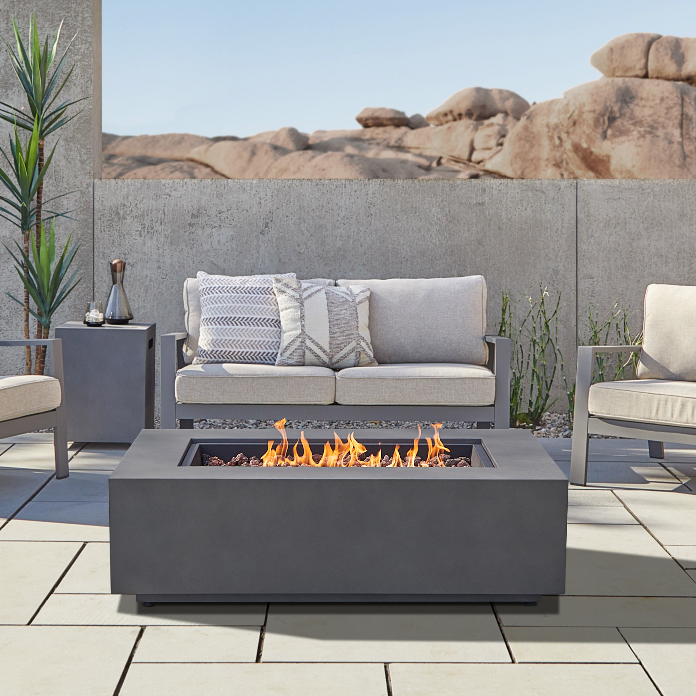 Real Flame Monaco 50" Rectangle Steel Propane or Natural Gas Fire Pit Table
