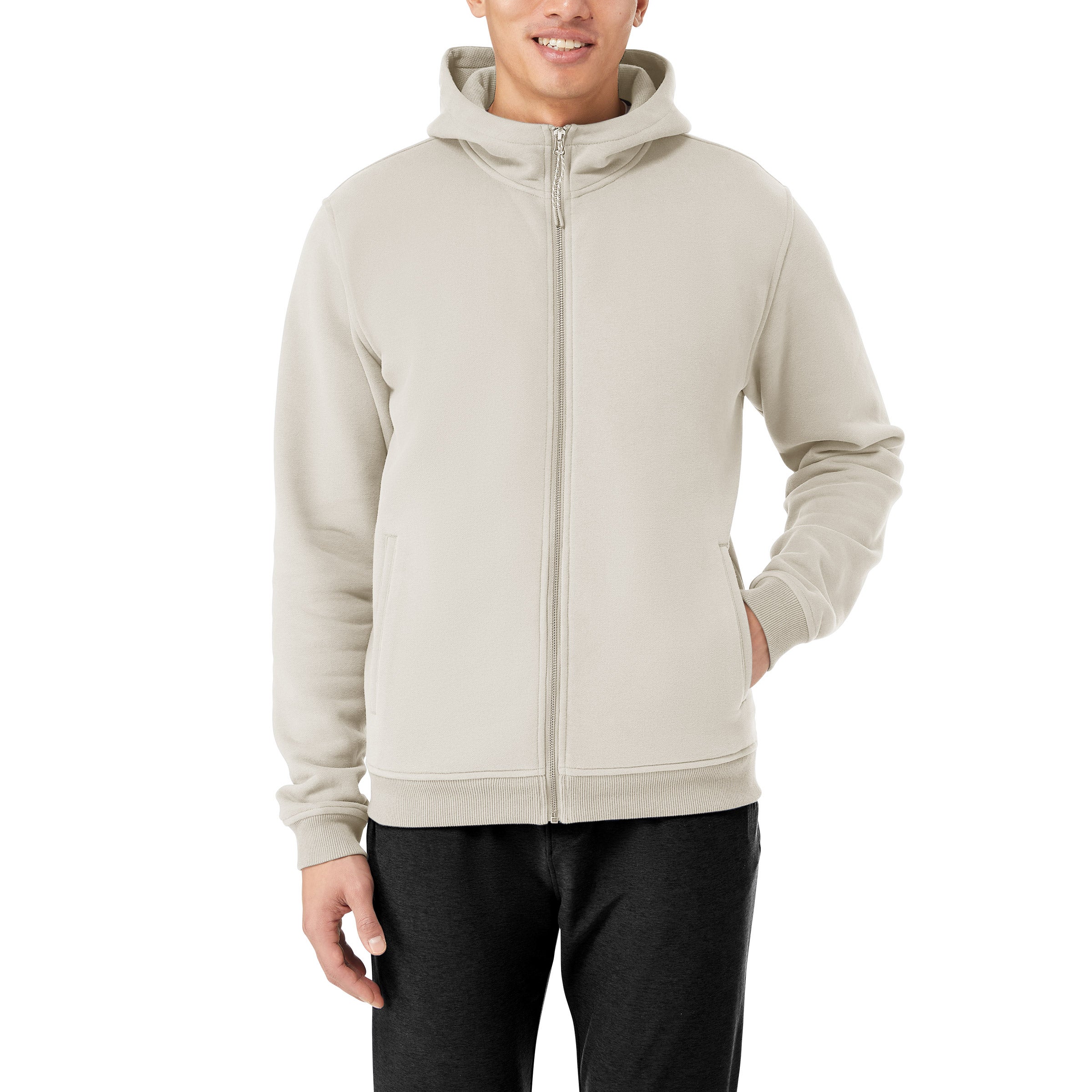 Kirkland Signature Men’s Full Zip Hoodie Regular Fit Welt Pockets Brushed
