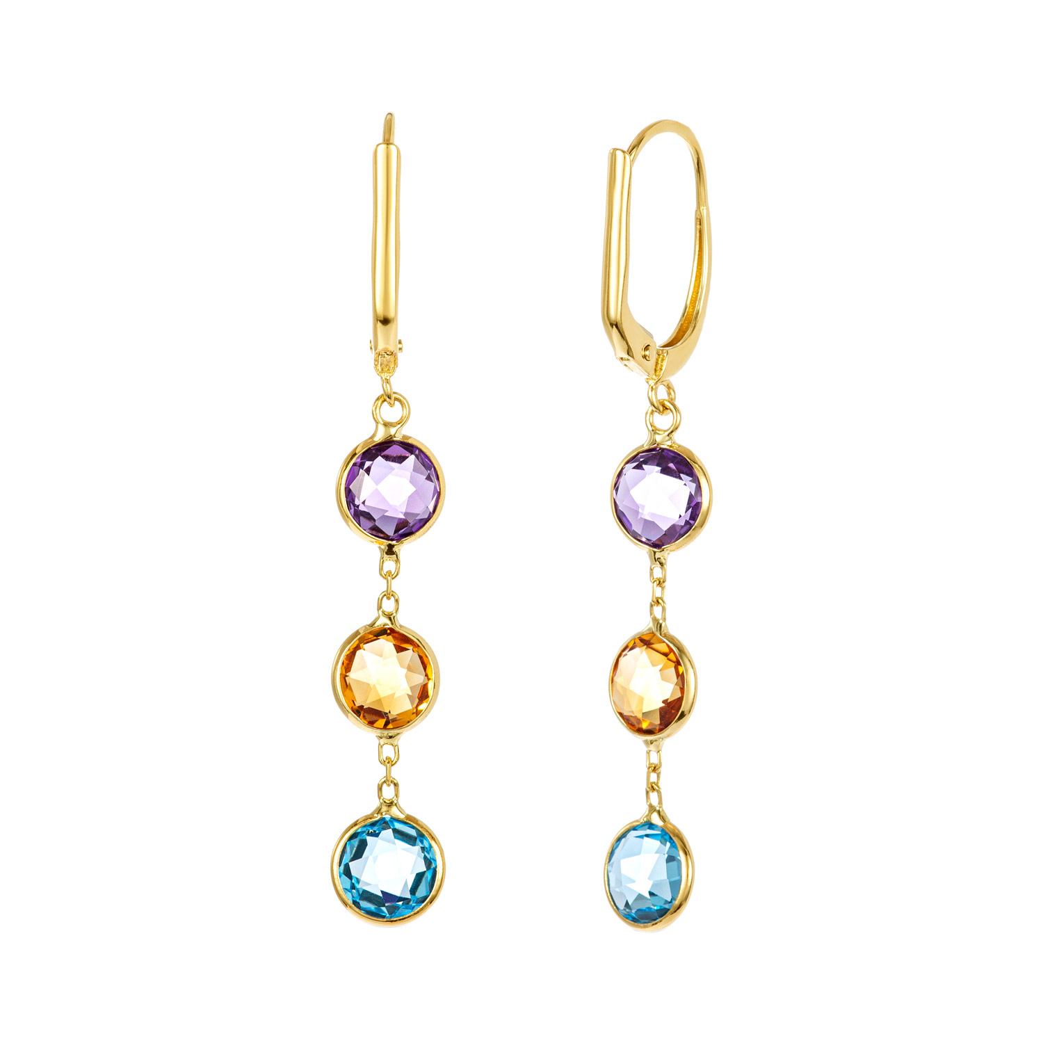 Round Cut Multi-stone Earrings in Yellow Gold