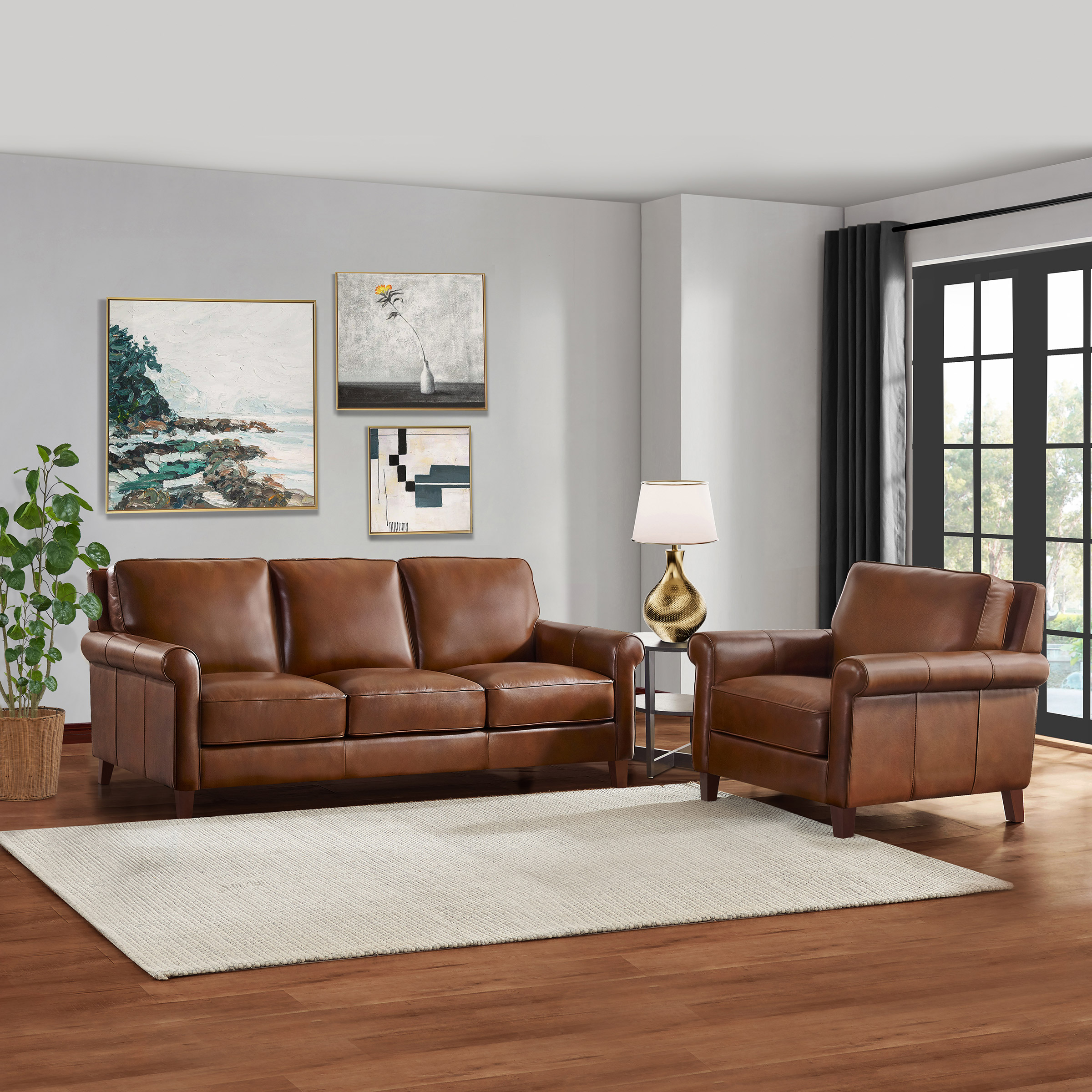 Prospera Home Larsen Top Grain Leather Sofa and Chair