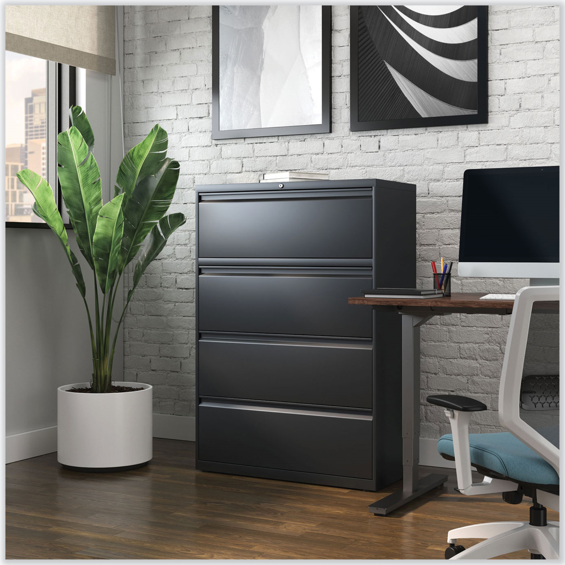 Alera Lateral 4-Drawer File Cabinet, Letter/Legal, 36 in W x 18.63
