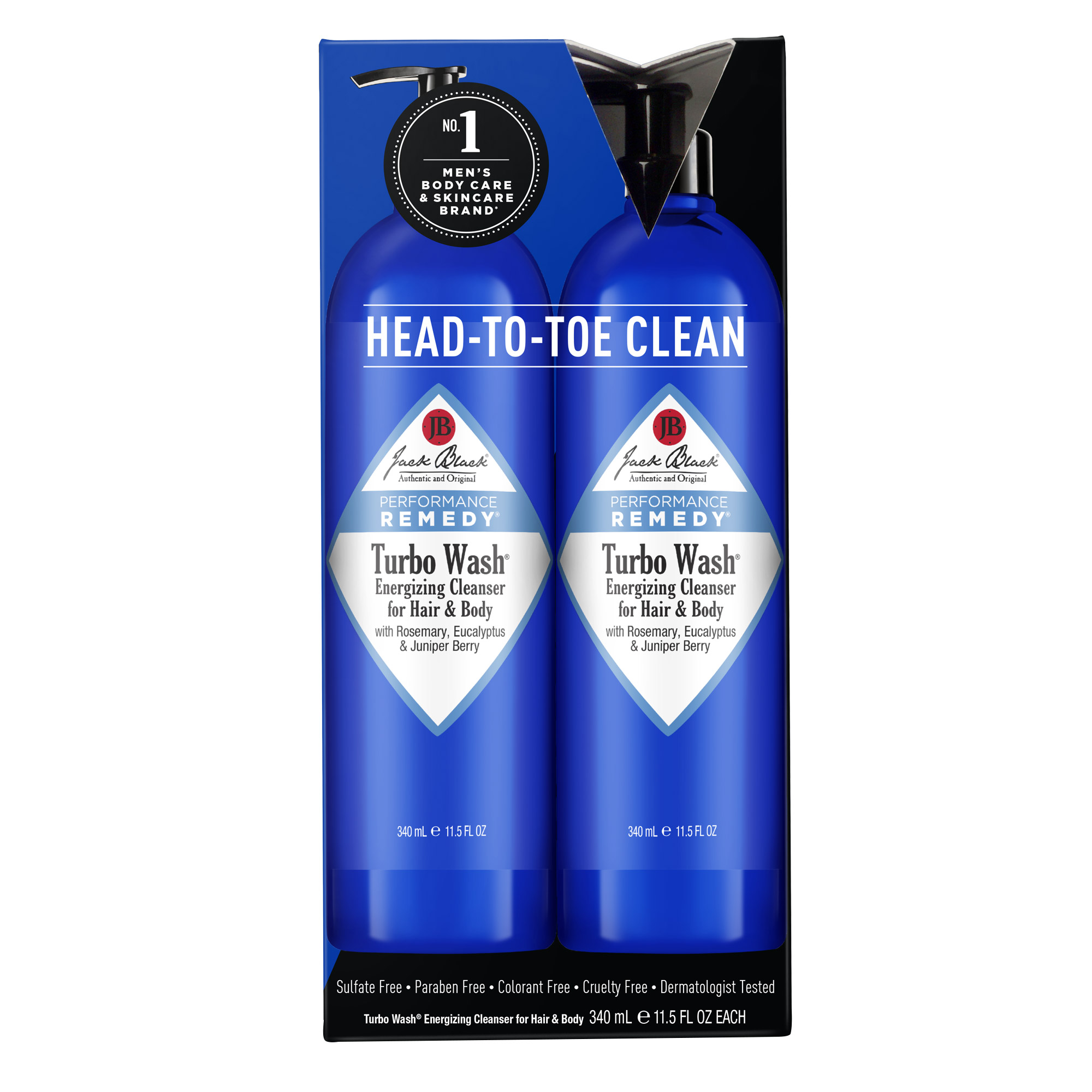 Jack Black Turbo Wash Head-To-Toe Clean 11.5 fl oz, 2-pack