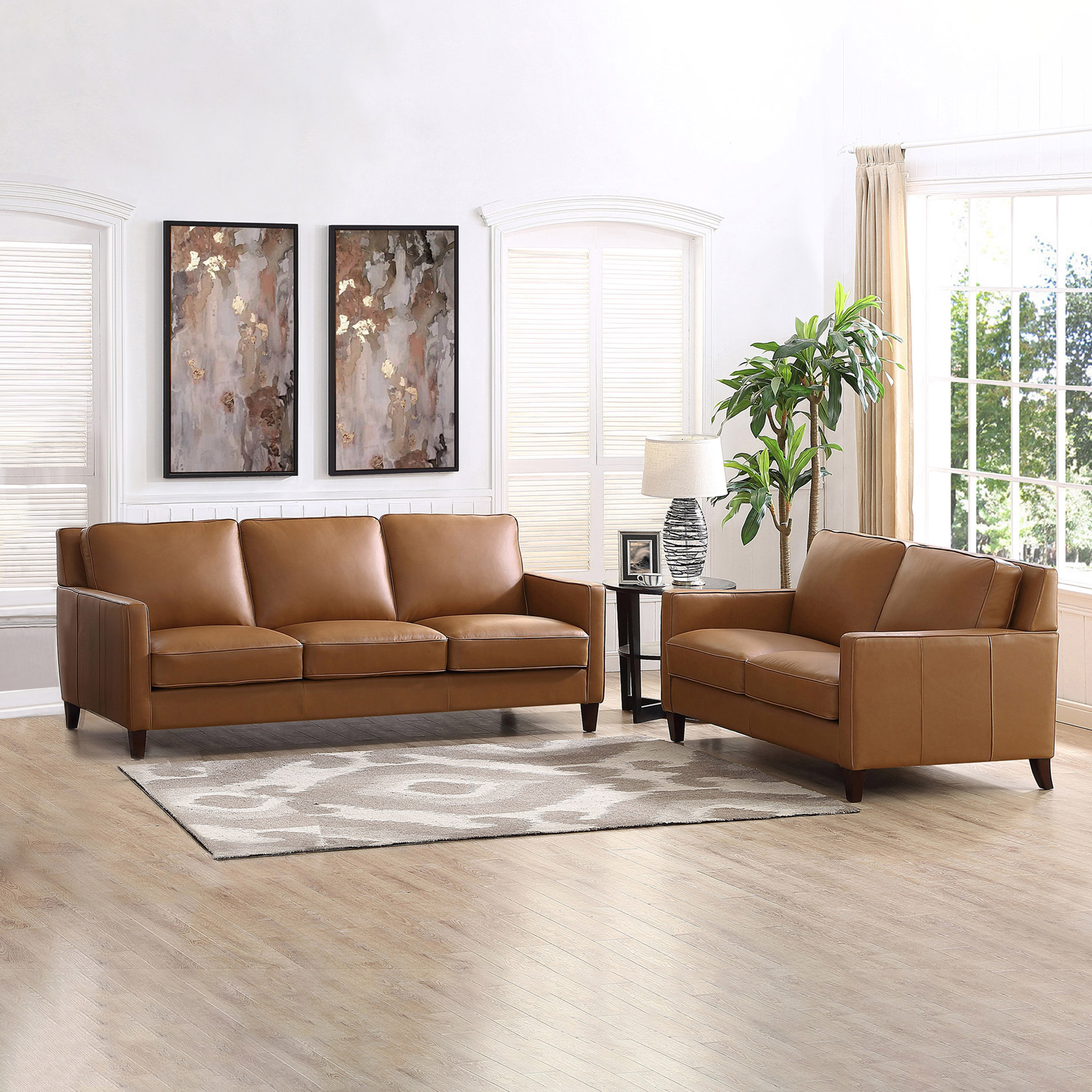 West Park 2-piece Leather Set - Sofa, Loveseat