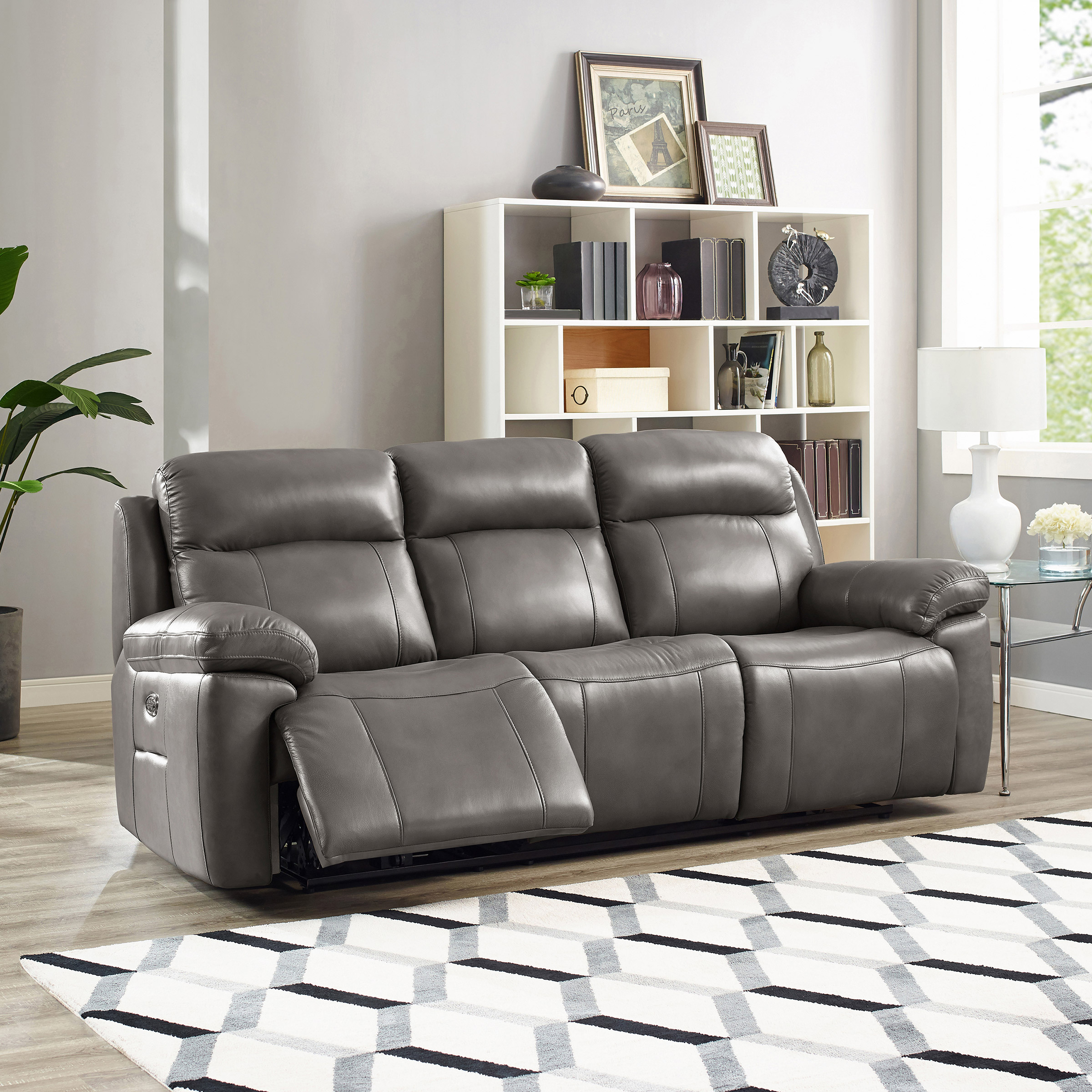 Atticus Top-grain Leather Triple Power Motion Sofa