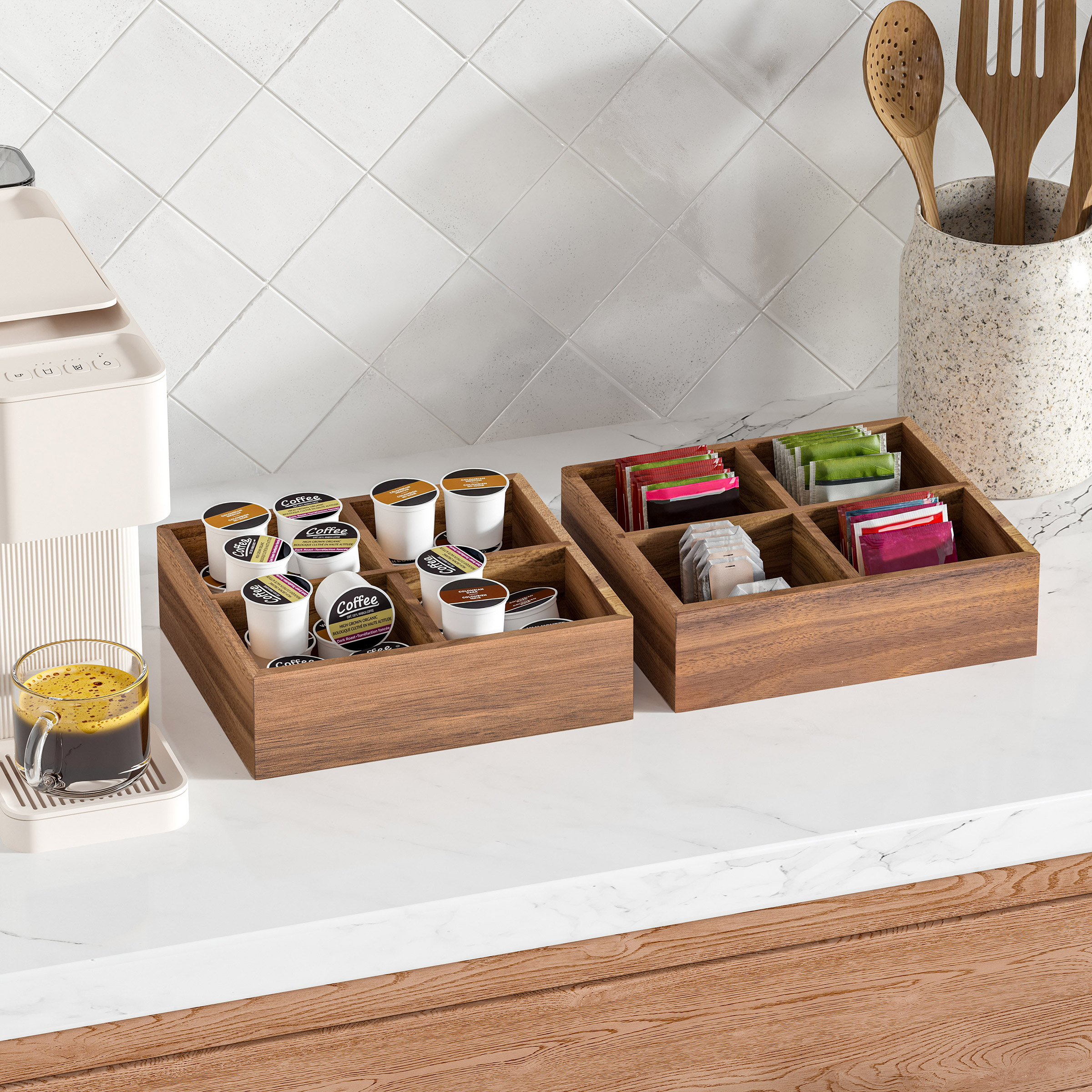Seville Classics 4-piece Acacia Expandable Drawer Organizer | Costco