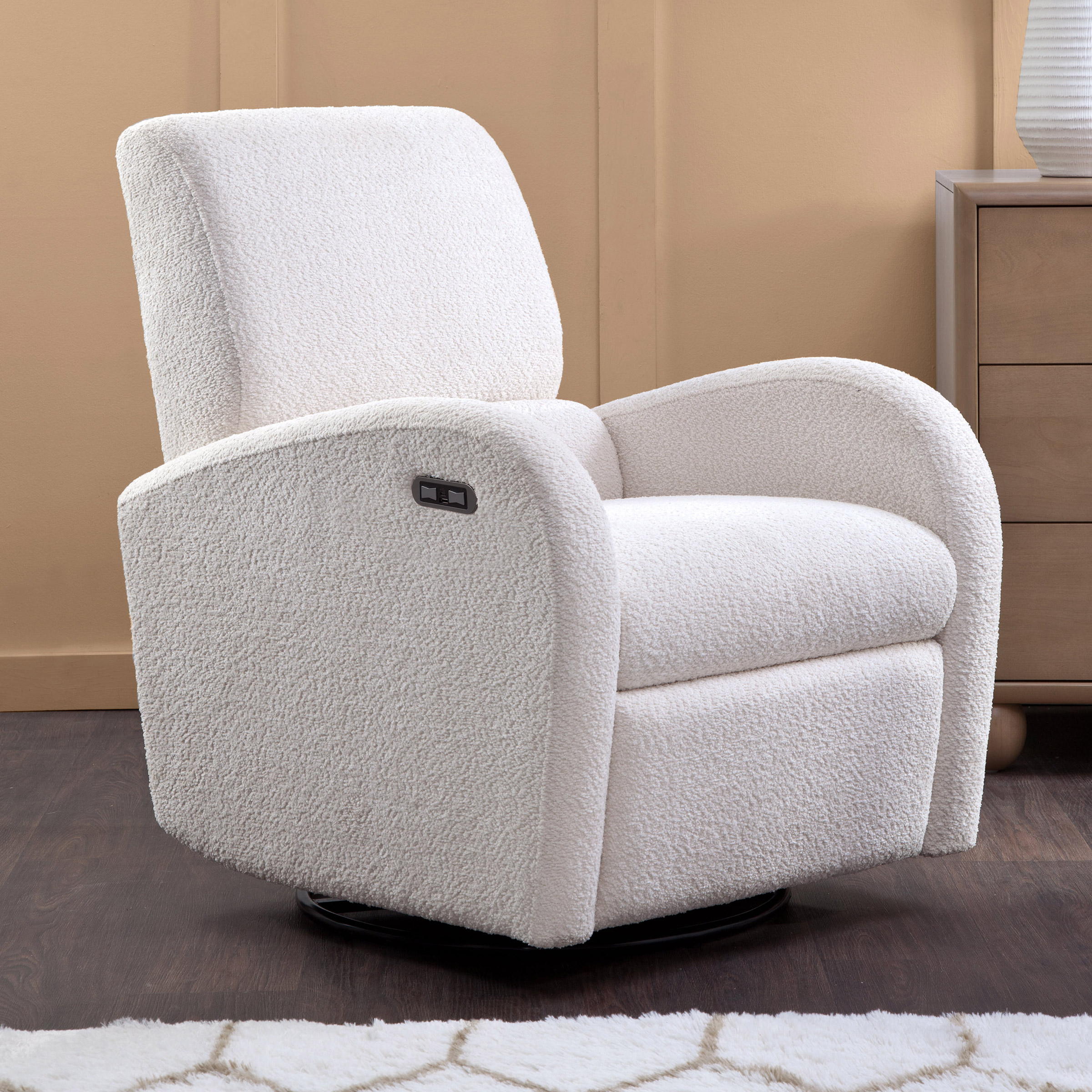 Taylor Leigh Bouclé Fabric Swivel Glider Power Recliner