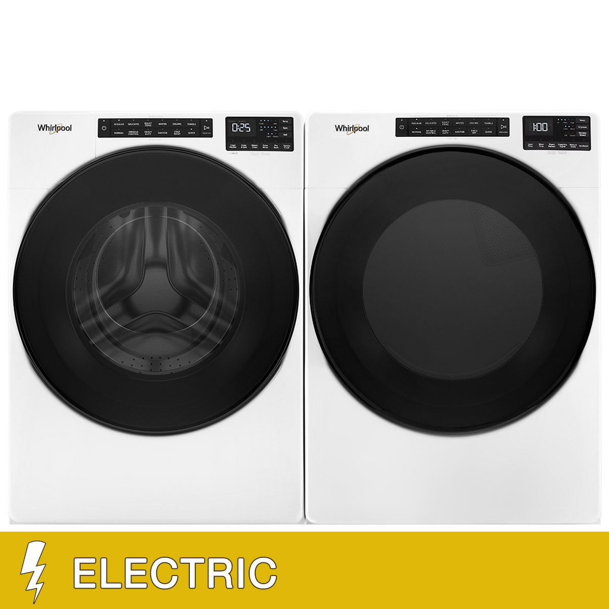 Whirlpool 5.0 cu. ft. Front Load Washer with Quick Wash Cycle and 7.4 cu. ft. ELECTRIC Dryer Package