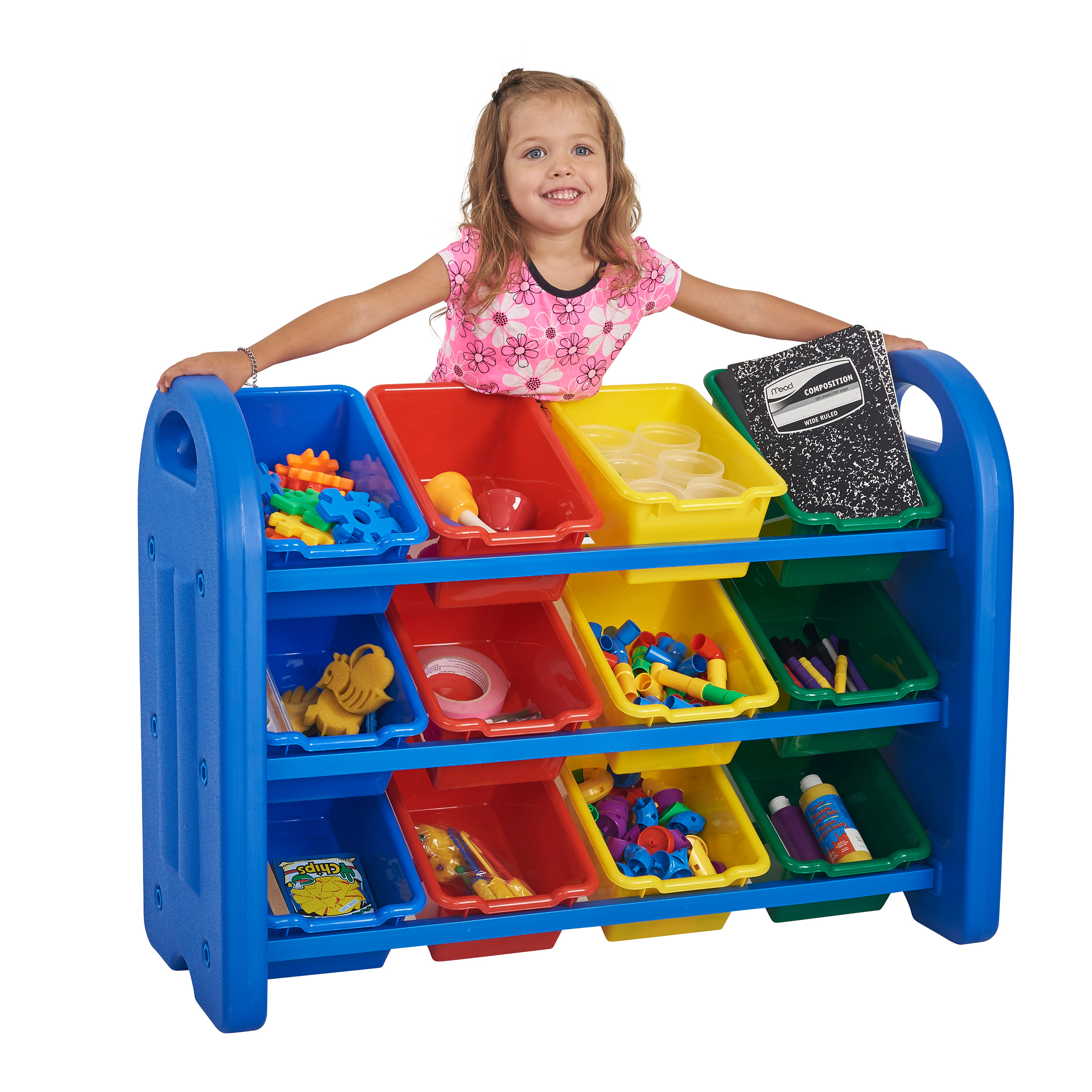 ECR4KIDS Plastic Utility Storage Organizer with Assorted Bins, 3