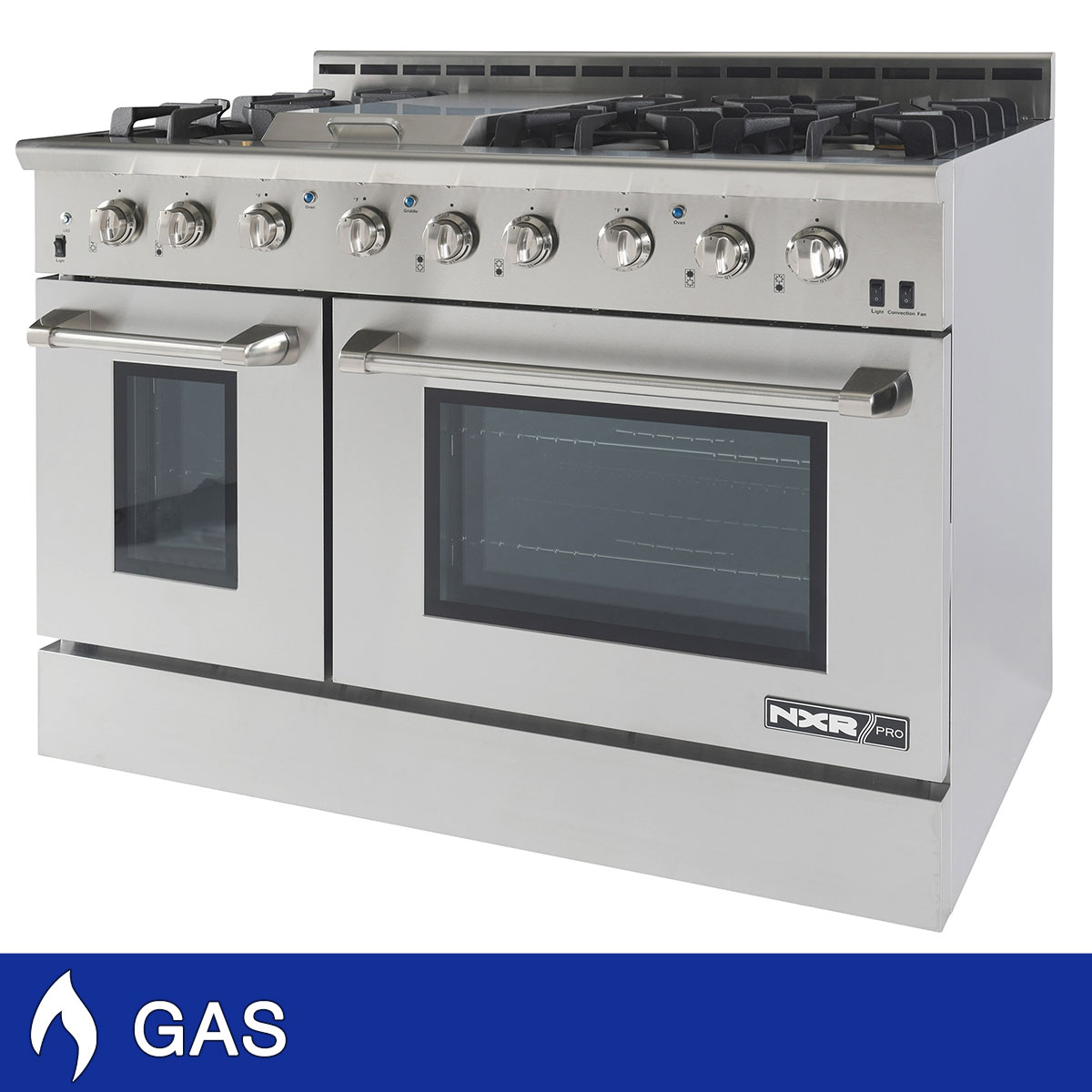 NXR 48 Inch Professional Style Gas Range with Infrared Broil Burner