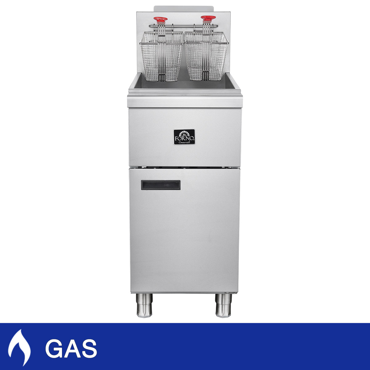 Forno 15.5 in. 40 lb Stainless Steel Natural Gas Commercial Deep Fryer with Twin Baskets