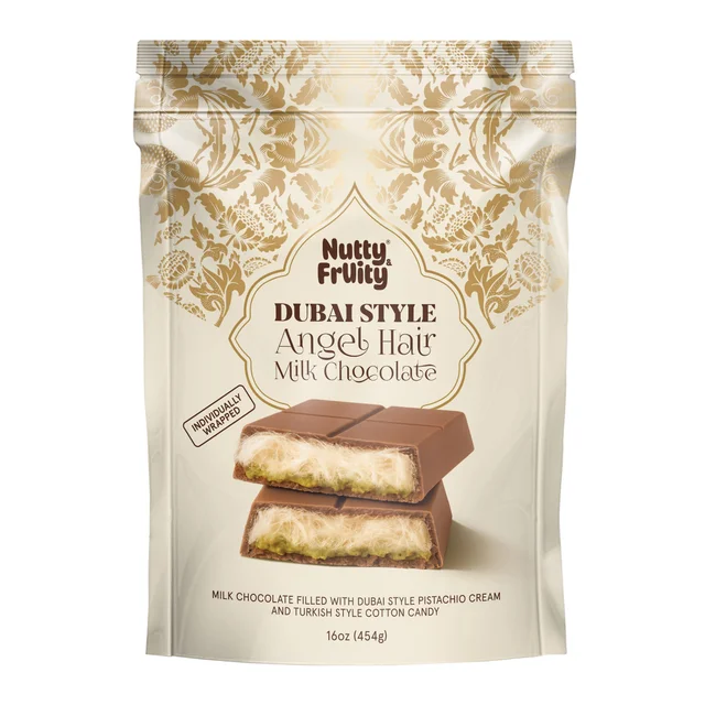 NUTTY & FRUITY DUBAI STYLE ANGEL HAIR MILK CHOCOLATE 16 OZ