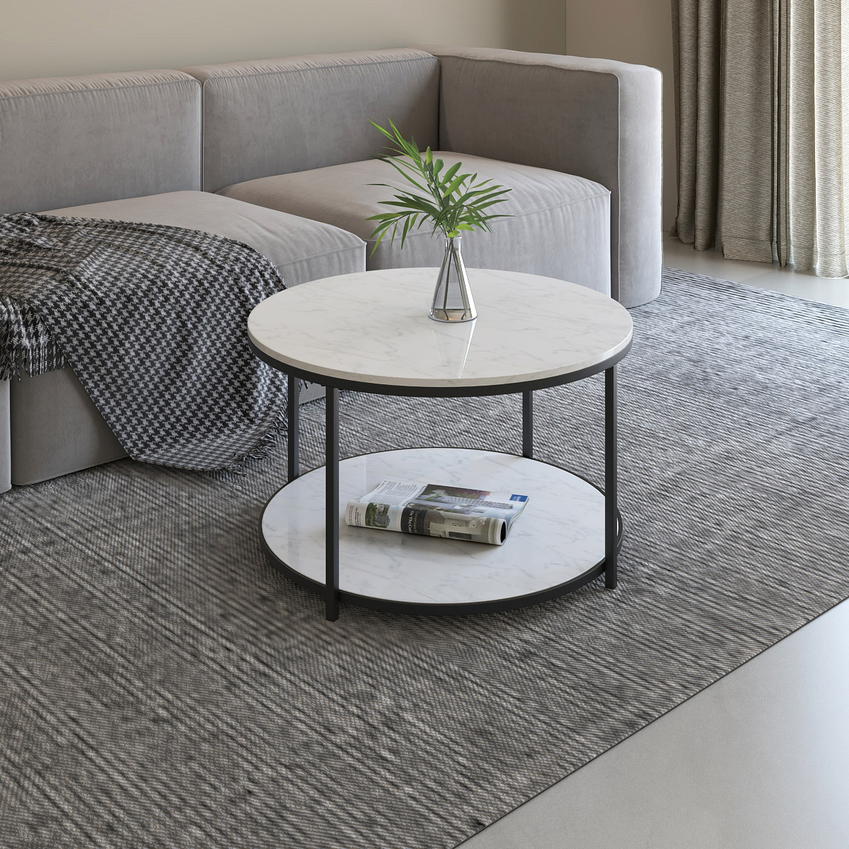 Appollo Florence 78.7 cm (31 in.) Round Table with Marble Top