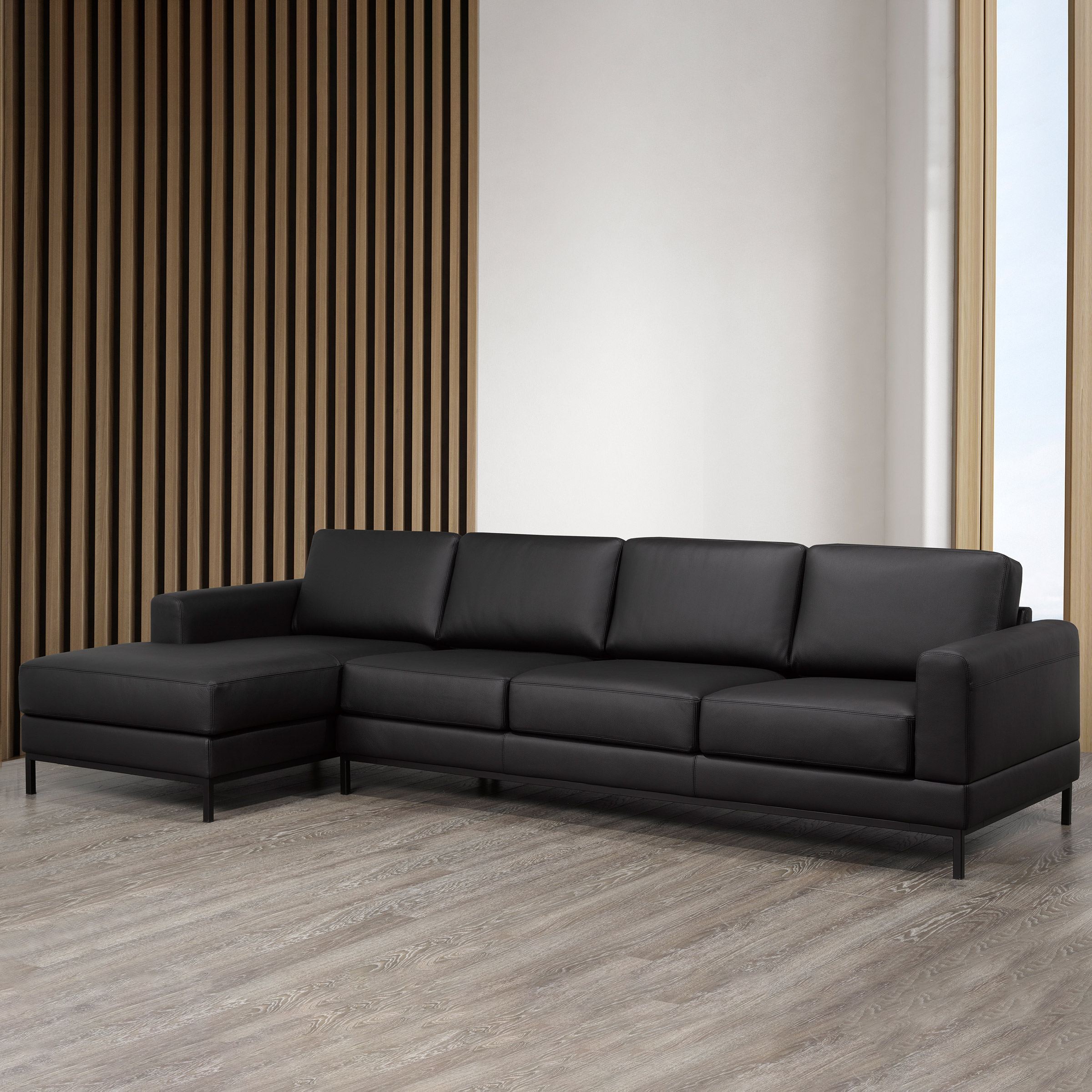 Galleria 2-piece Top Grain Leather Left-hand Facing Extended Sectional