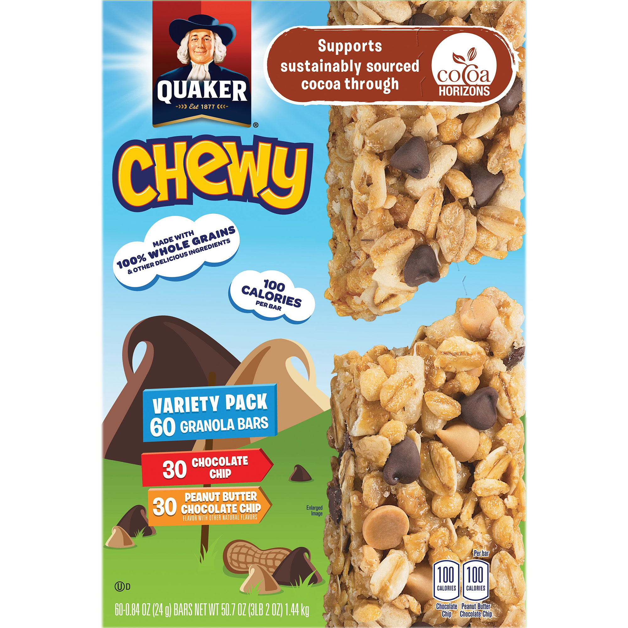 Quaker Chewy Granola Bars  Variety Pack  0.84 oz  60-count