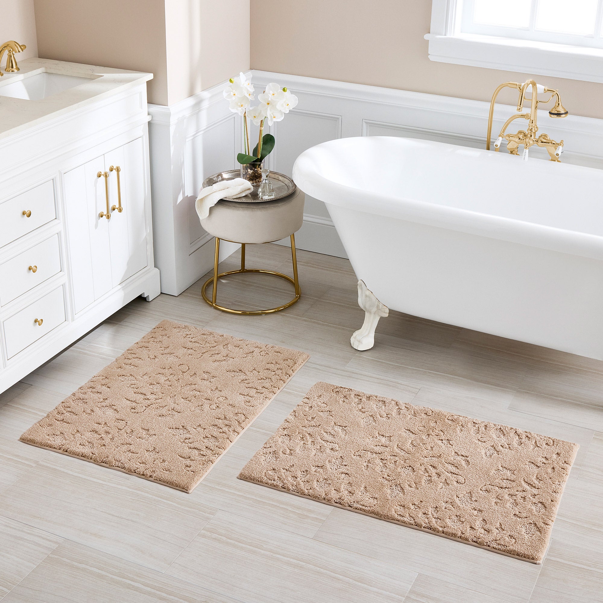 Charisma Drylon Medallion Bath Rugs, 2-pack