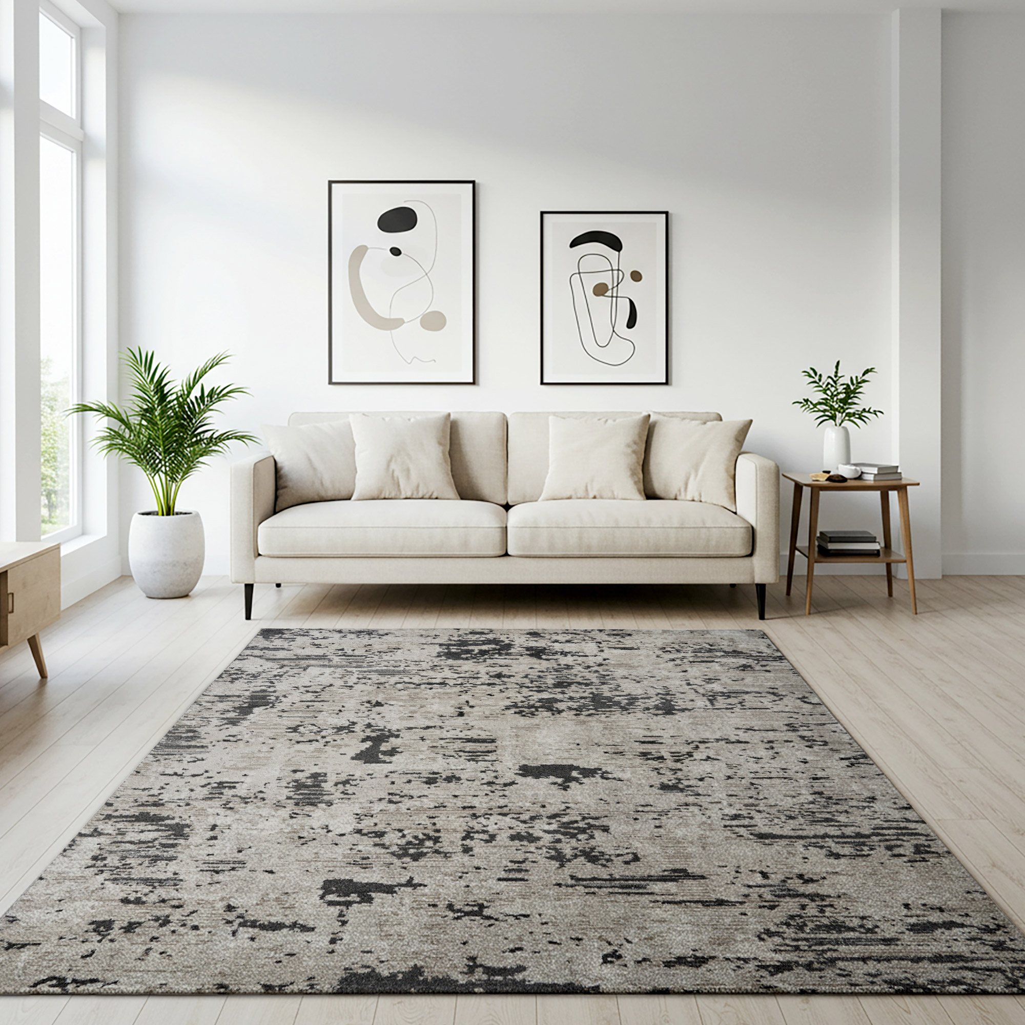 Solaris Area Rug  Argent Charcoal  6’6” x 9’