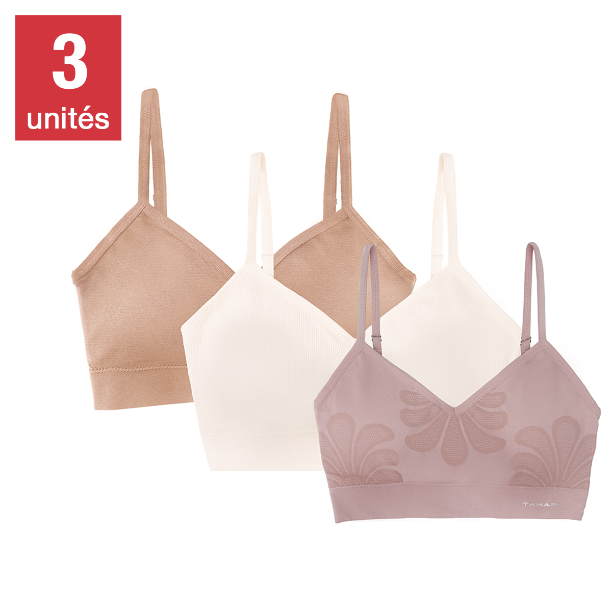 Tahari Women's Seamless Jaquard Bra, 3-pack
