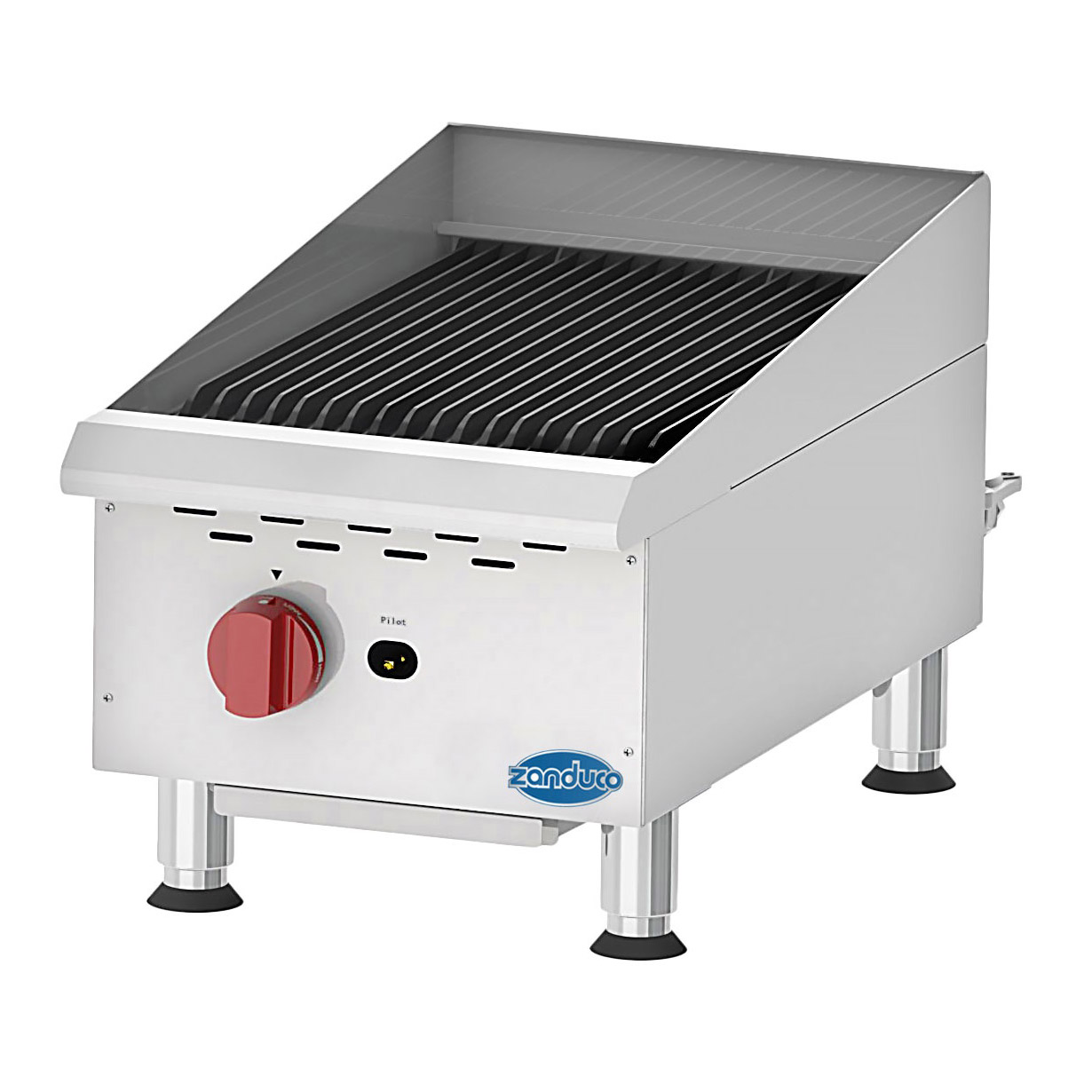 Zanduco 15 in. Gas Stainless Steel Commercial Countertop Charbroiler with Propane Conversion Kit 