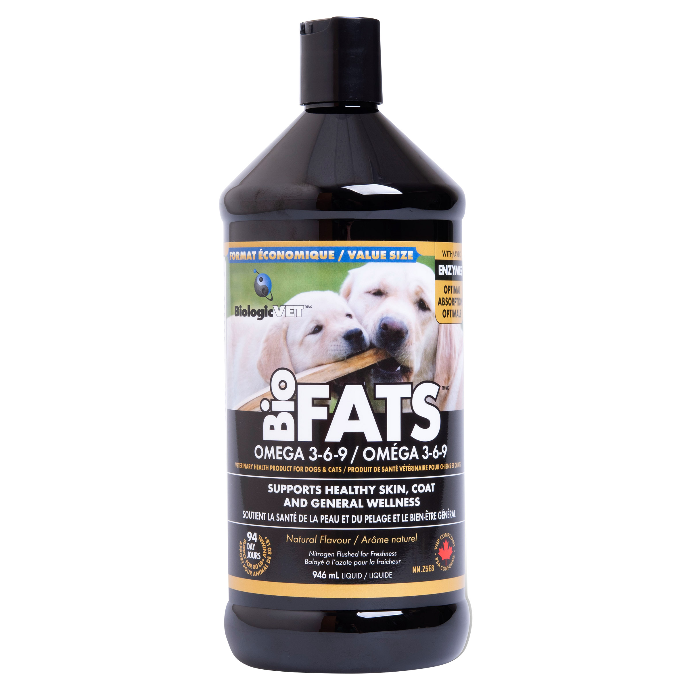 BiologicVET BioFATS Omega 3-6-9 Fatty Acid Food Supplement for Dogs and Cats, 946 ml