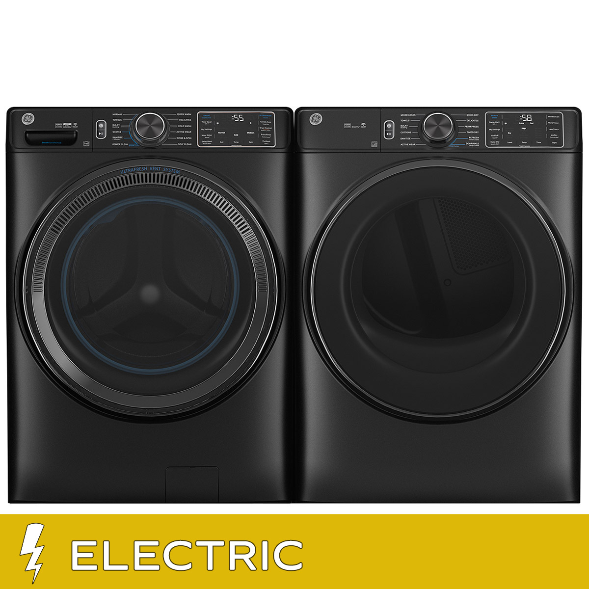 GE Laundry Bundle 5.8 cu ft. Front Load Washer and 7.8 cu ft. Electric Dryer