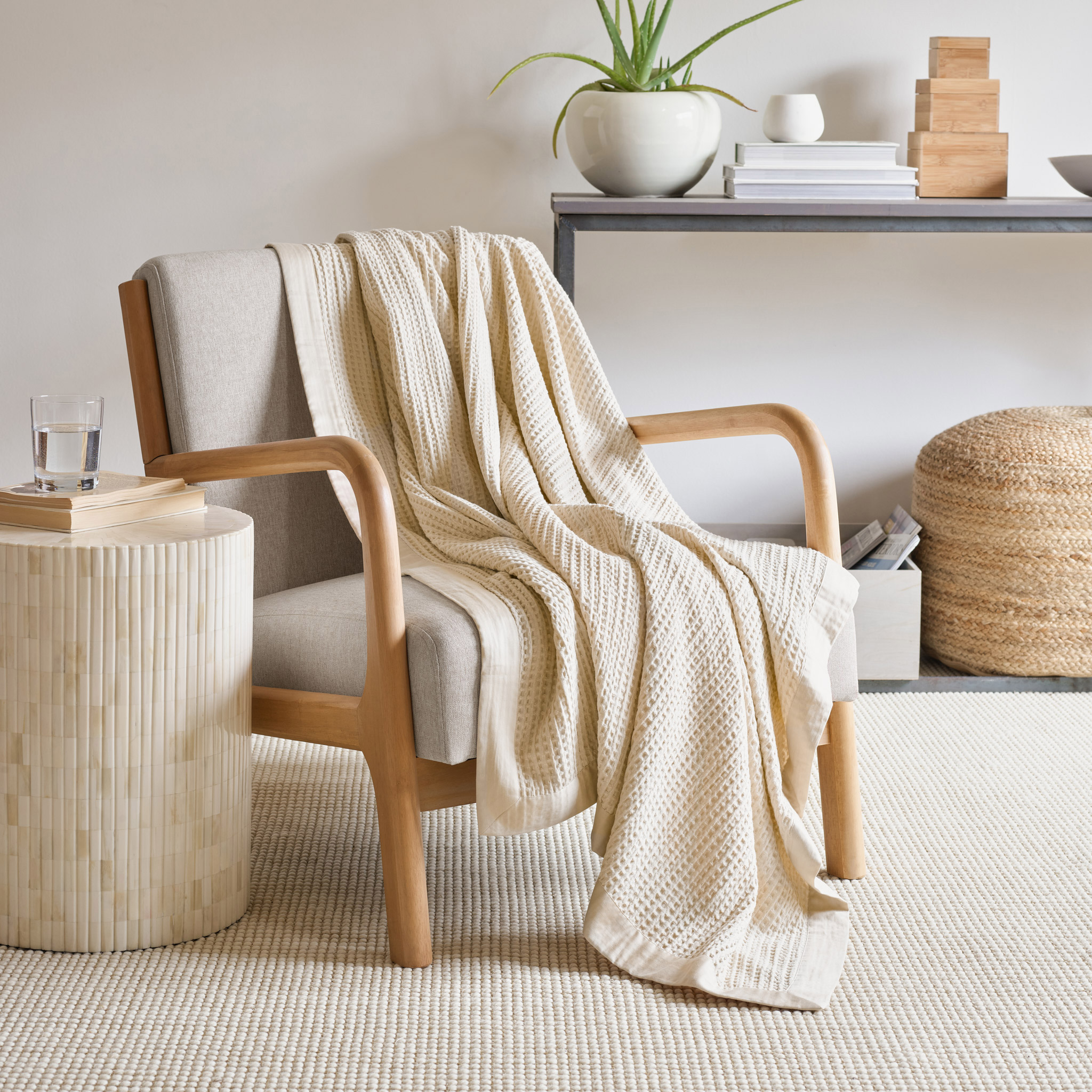 Costco - Beige Jennifer Adams Cotton Waffle Throw