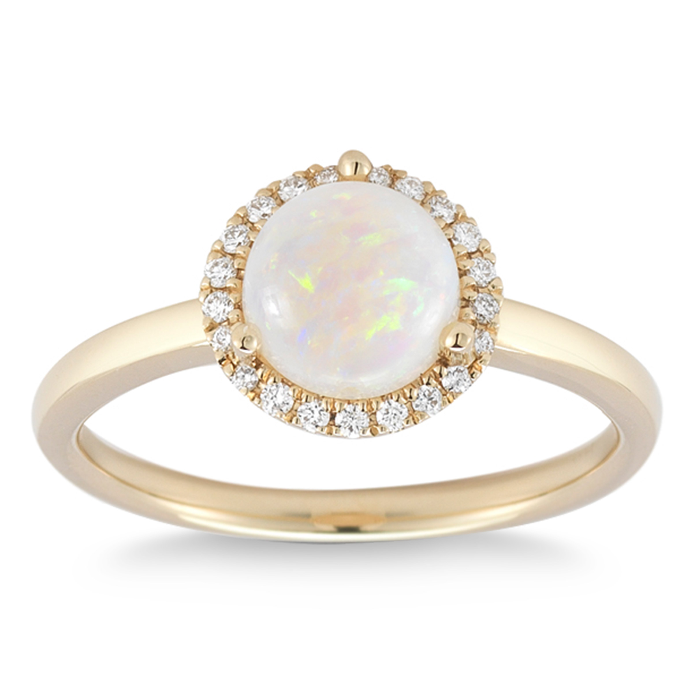 Round Opal and Diamond Ring (0.12 ctw)