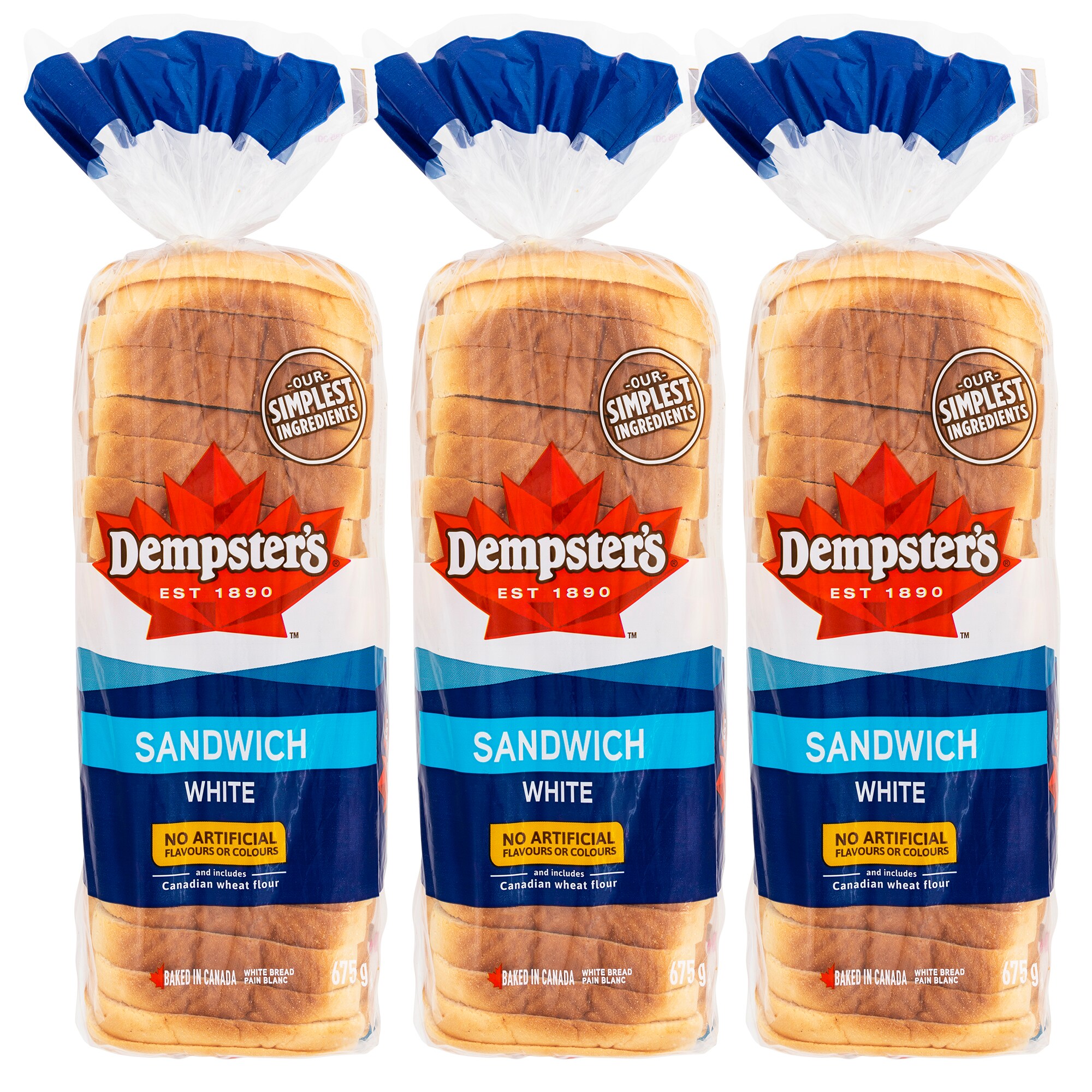 Dempster’s White Sandwich Bread, 3 × 675 g