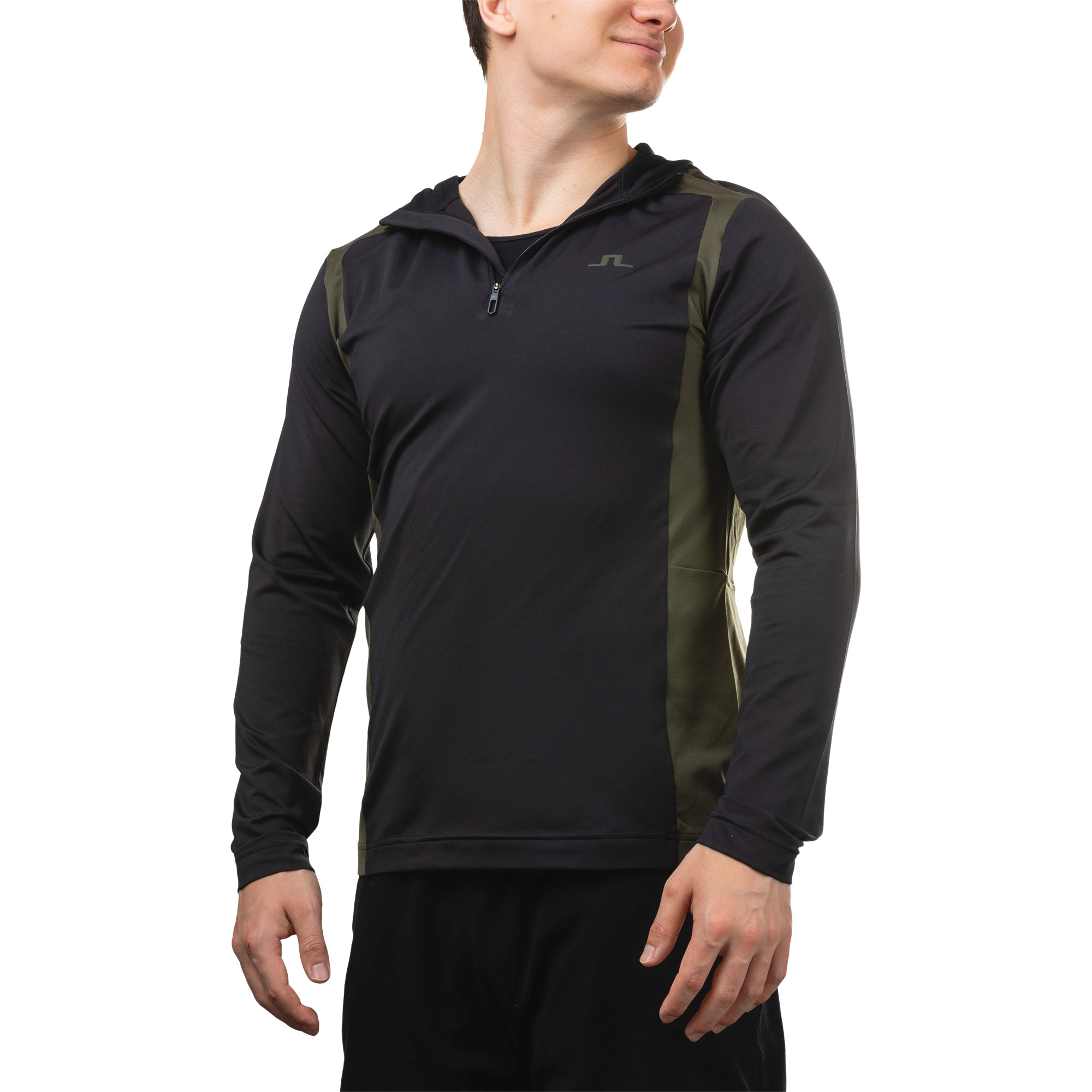 J. Lindeberg Men's 1/4 Zip Long Sleeve Hooded Top