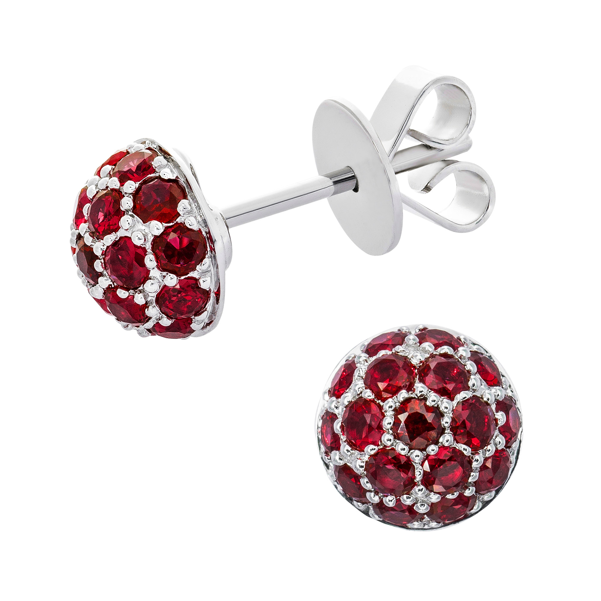 Round Ruby Earrings 