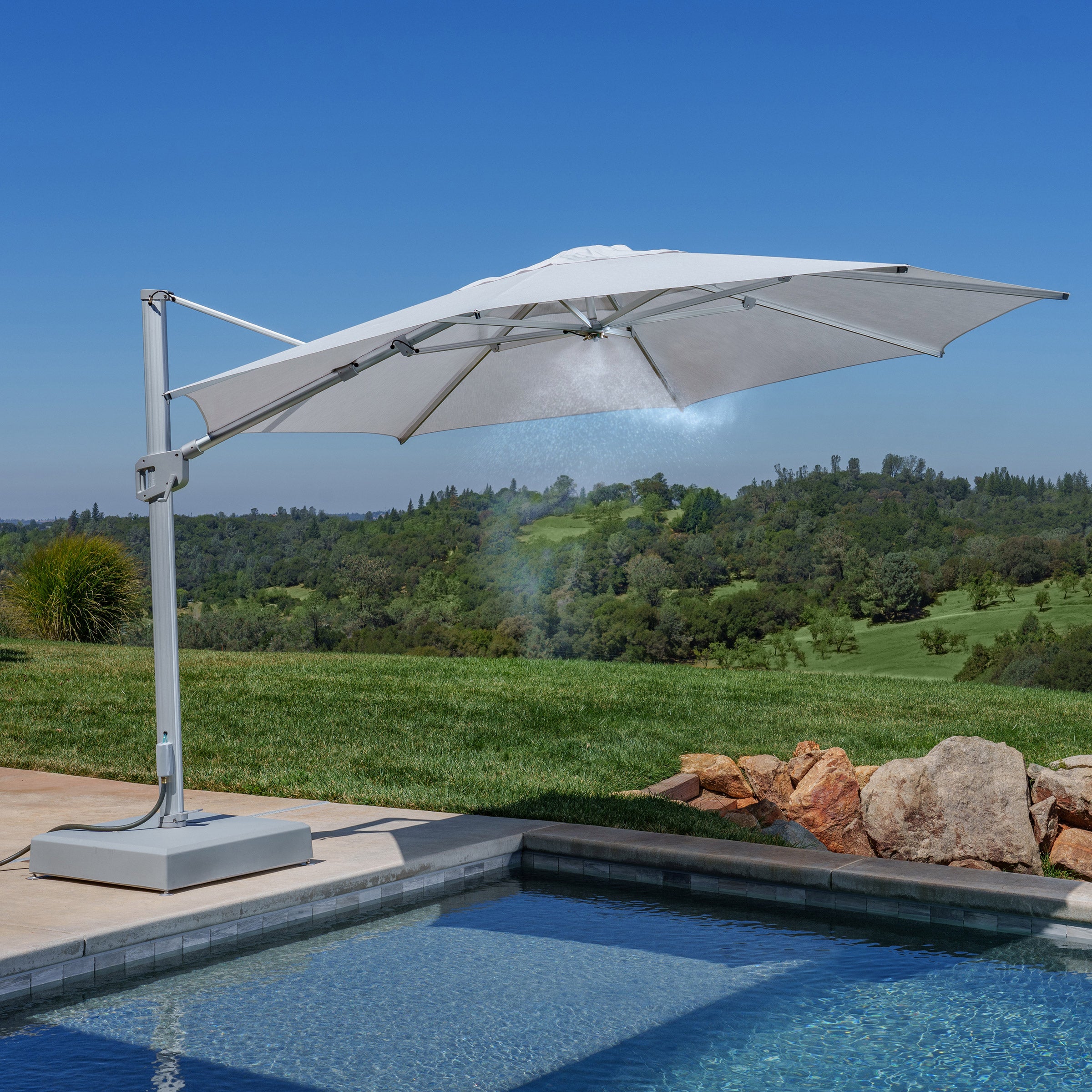 Sunvilla 13' Commercial Round Misting Cantilever Umbrella | Costco