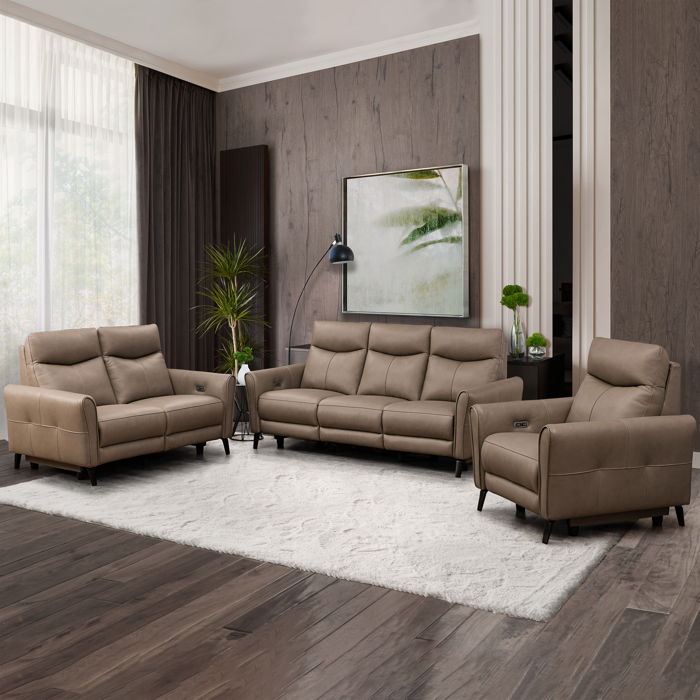 Oswald 3-piece Leather Power Reclining Set with Power Headrests