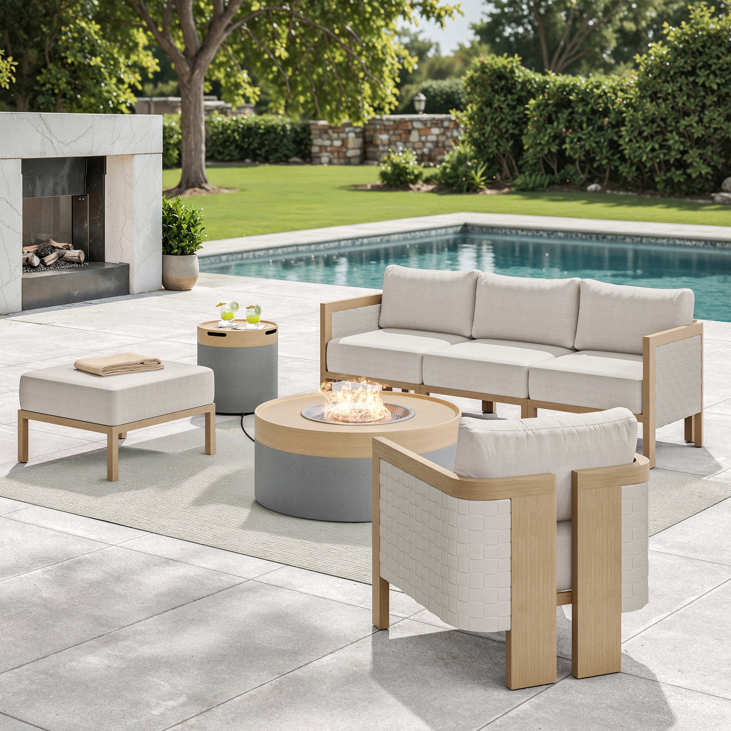 Sirio Madera 7-piece Fire Outdoor Patio Seating Set | Costco