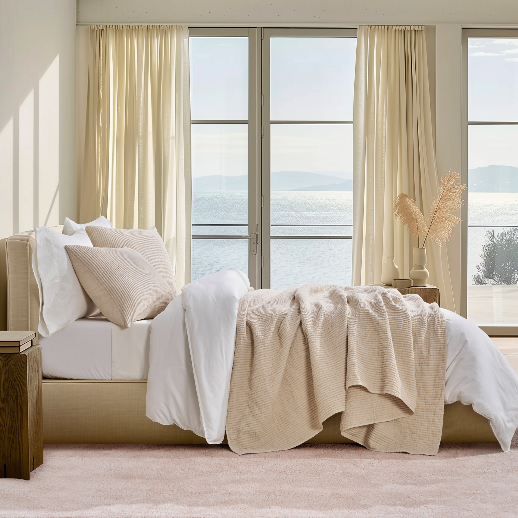 Evergrace Cotton Ribbed Quilted Coverlet Set