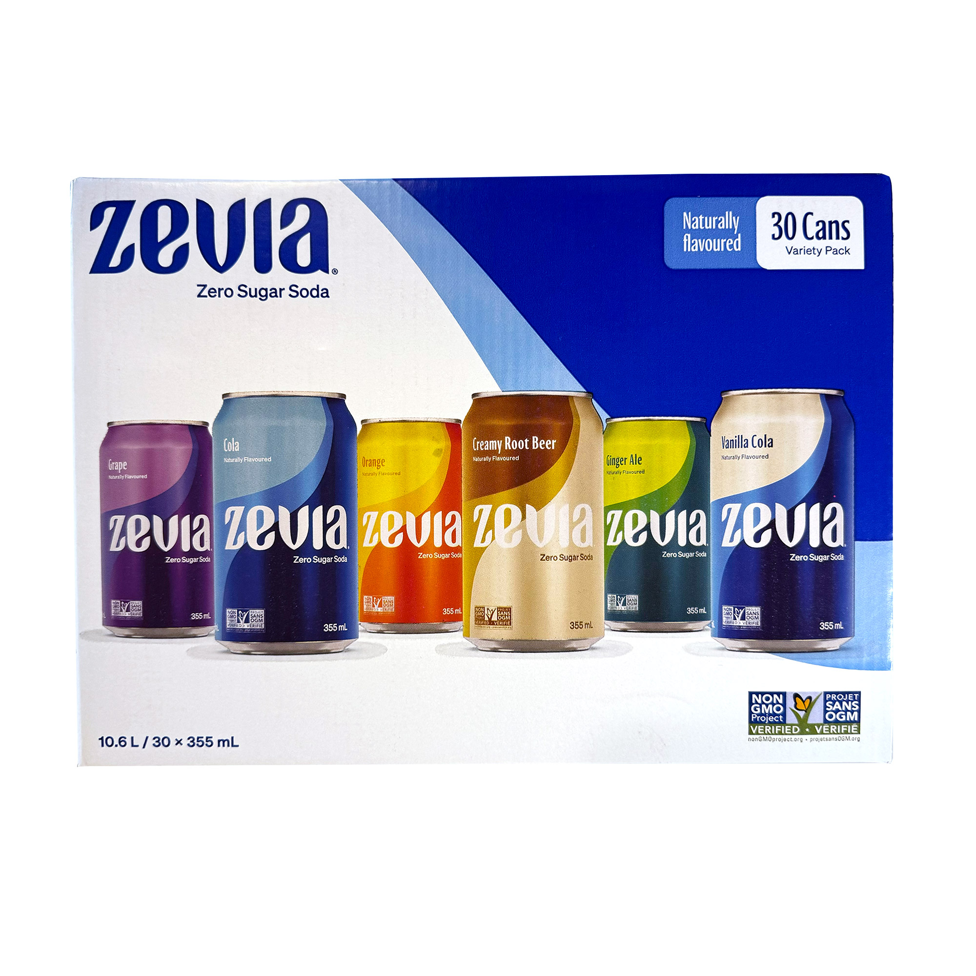 Zevia Soda Zero Sugar Variety Pack 355 mL 30-pack | Costco