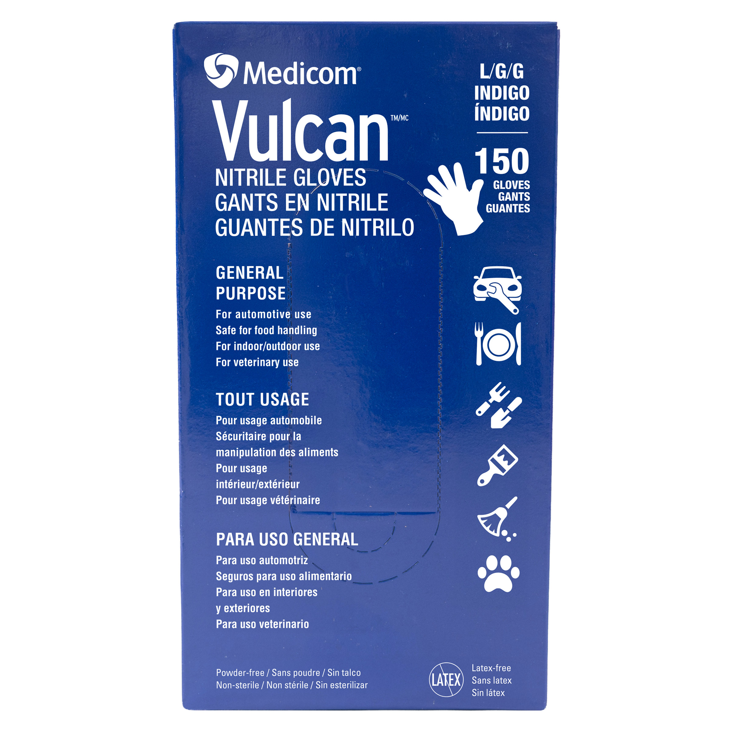 Vulcan Nitrile Gloves, Large, Indigo | Costco