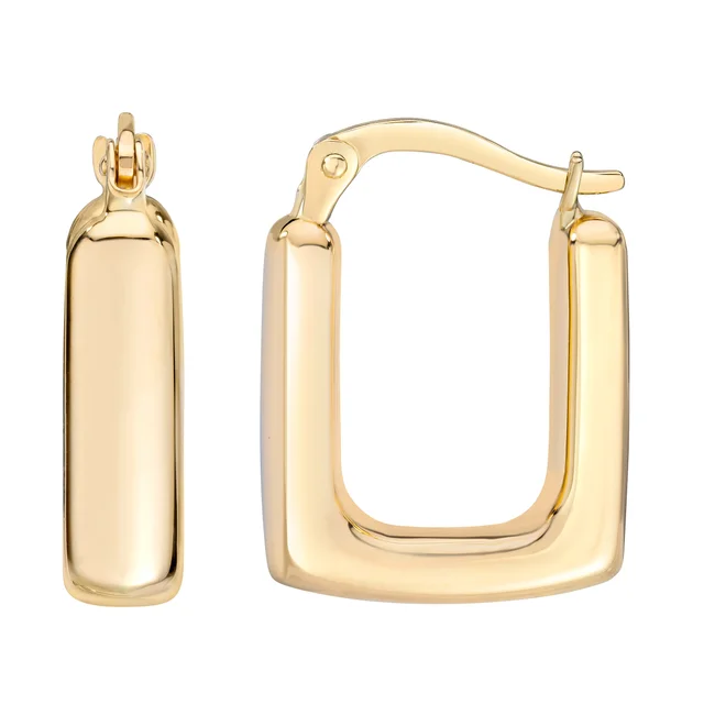 14KT YELLOW GOLD SQUARE HOOP EARRINGS